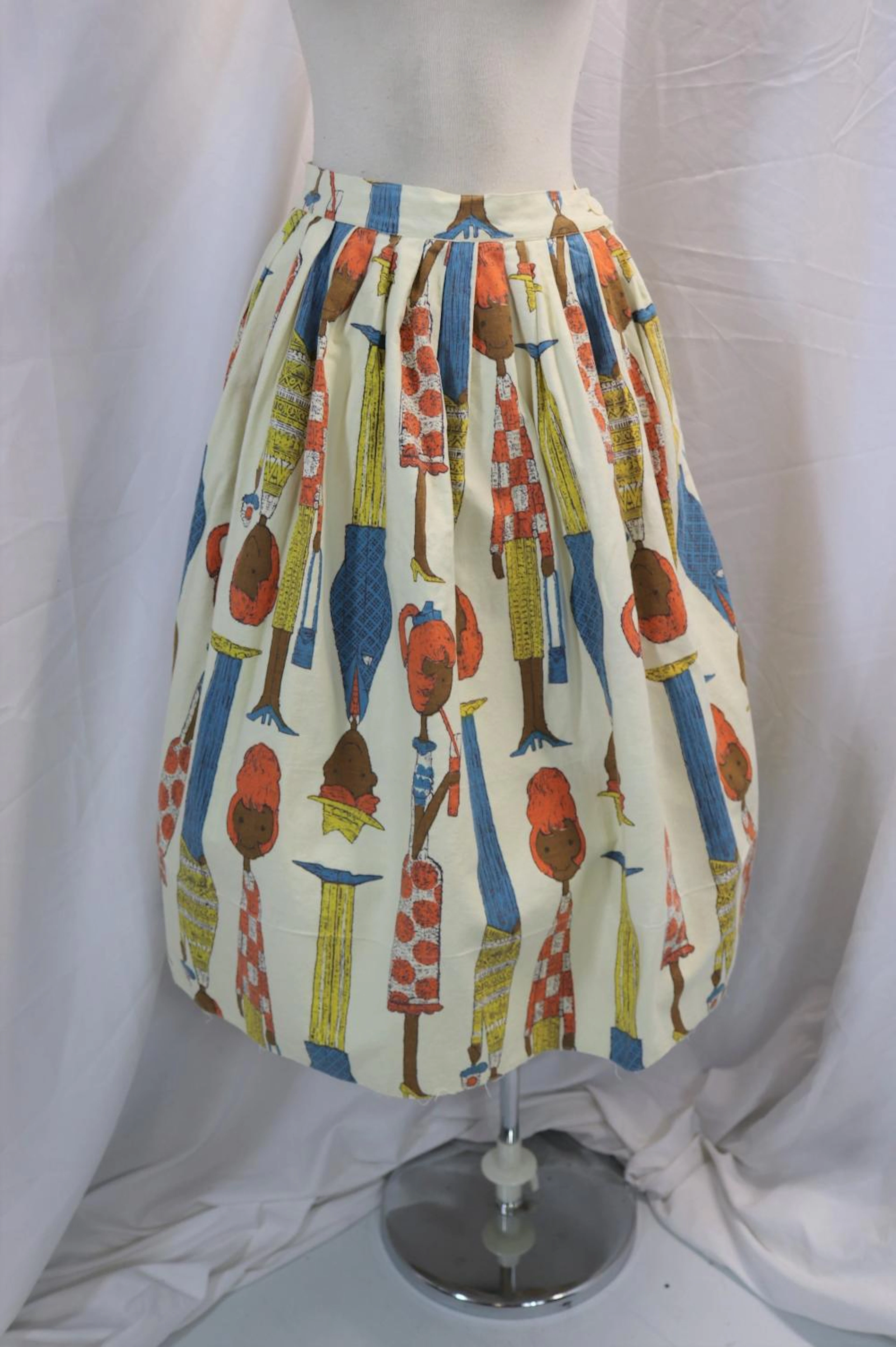 Vintage 1950's Ethnic Print Cotton Pouf Skirt