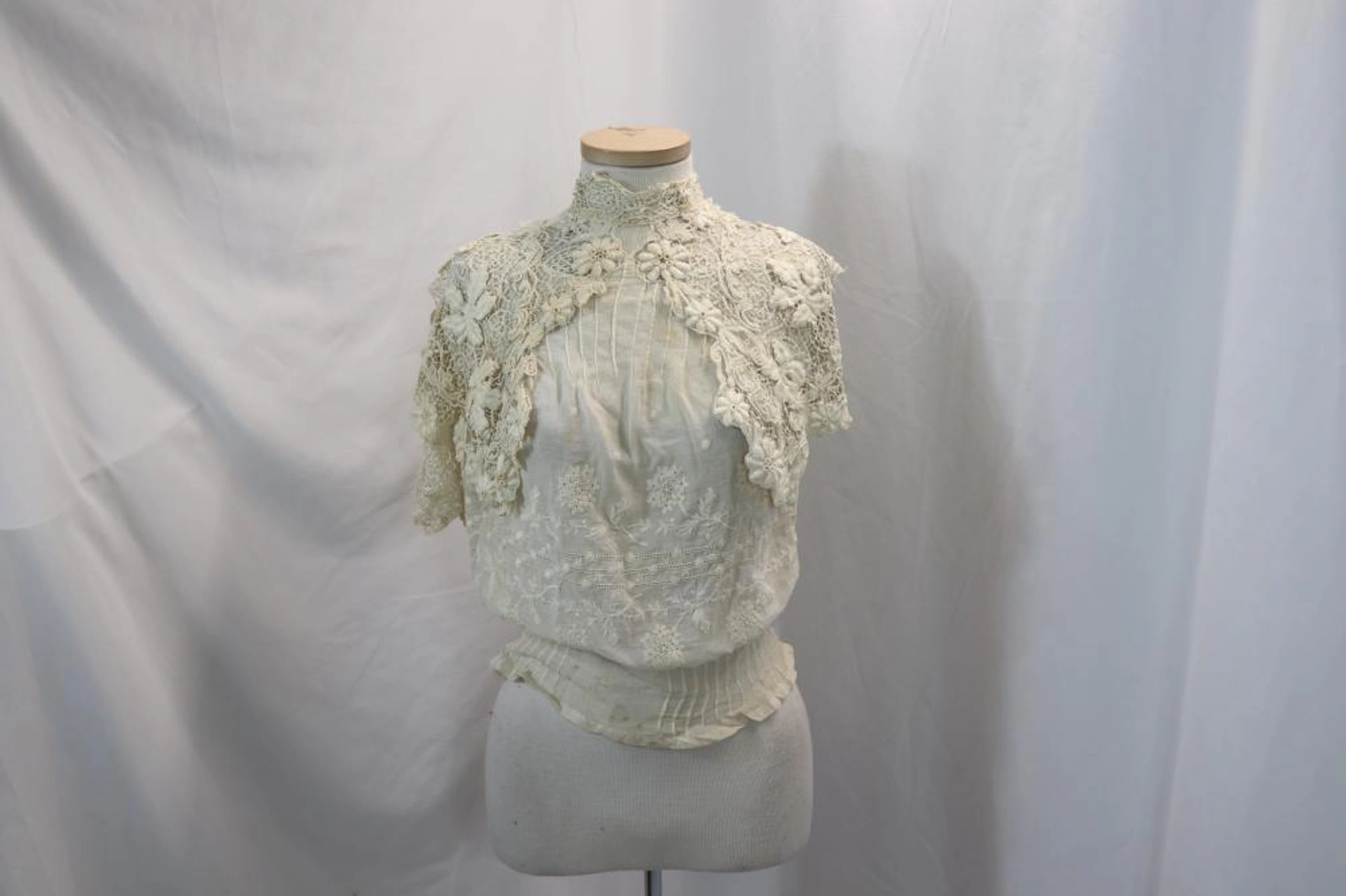 Victorian White Embroidered Line & Lace Bodice
