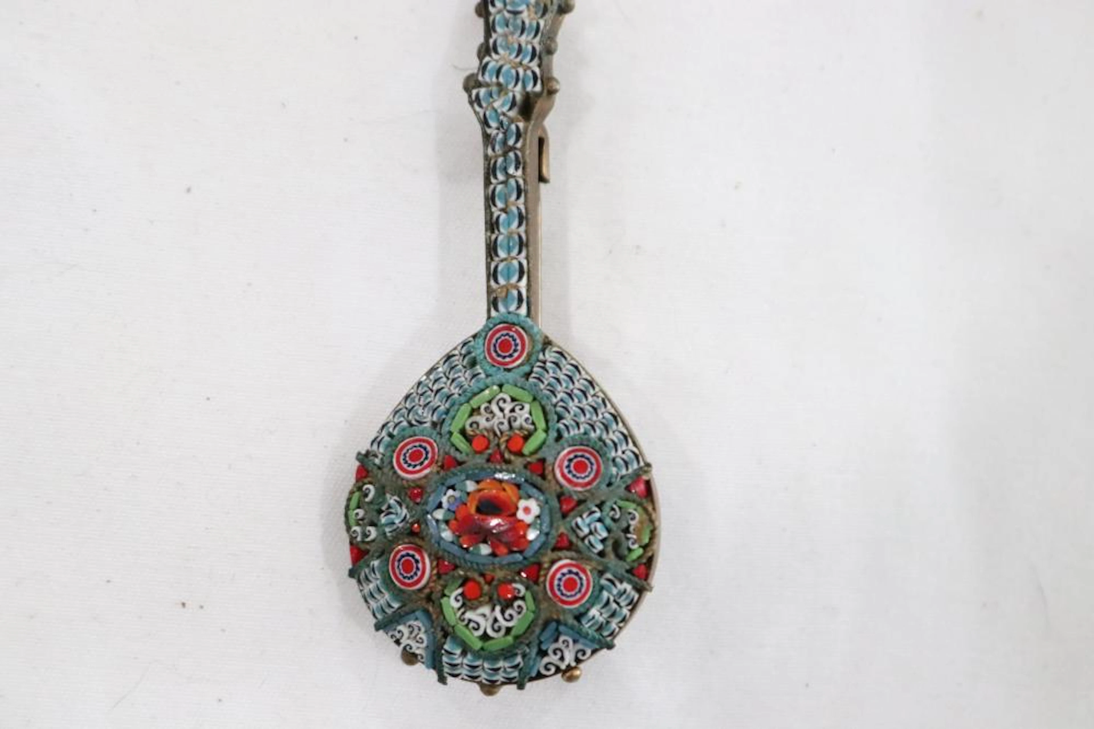 Vintage Made in Italy Micro Mosaic Guitar Brooch
