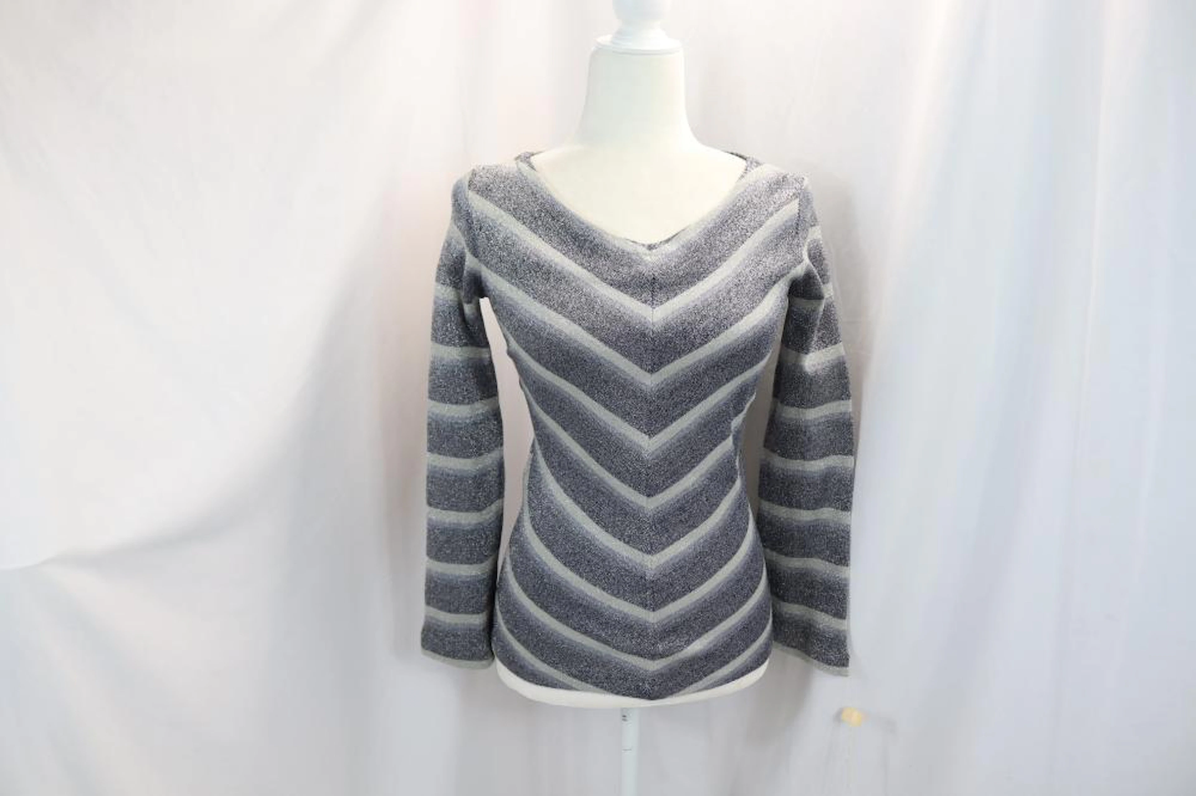 Vintage 1970's Silver Metallic Knit Pullover Sweater, Old Store Stock