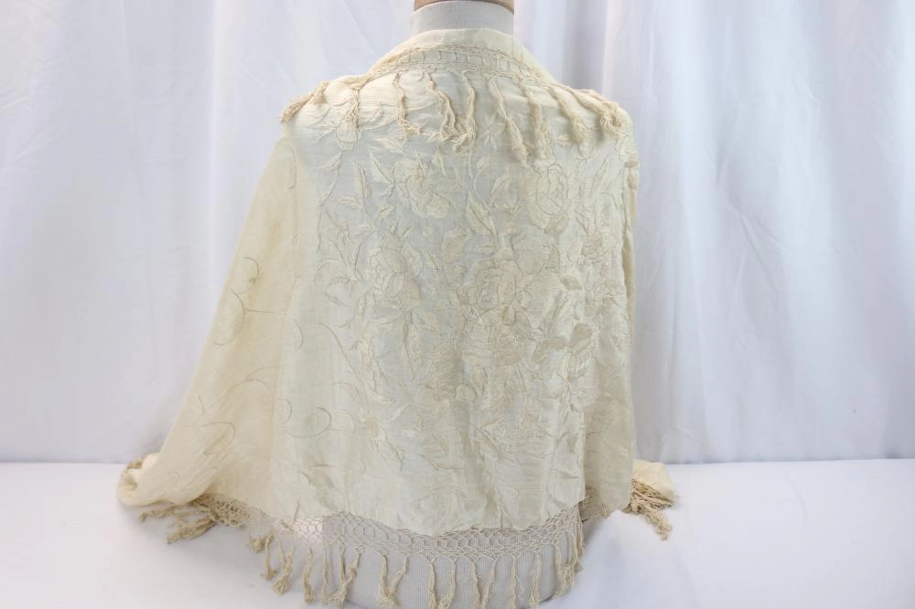 Vintage 1920's Silk Embroidered Piano Shawl