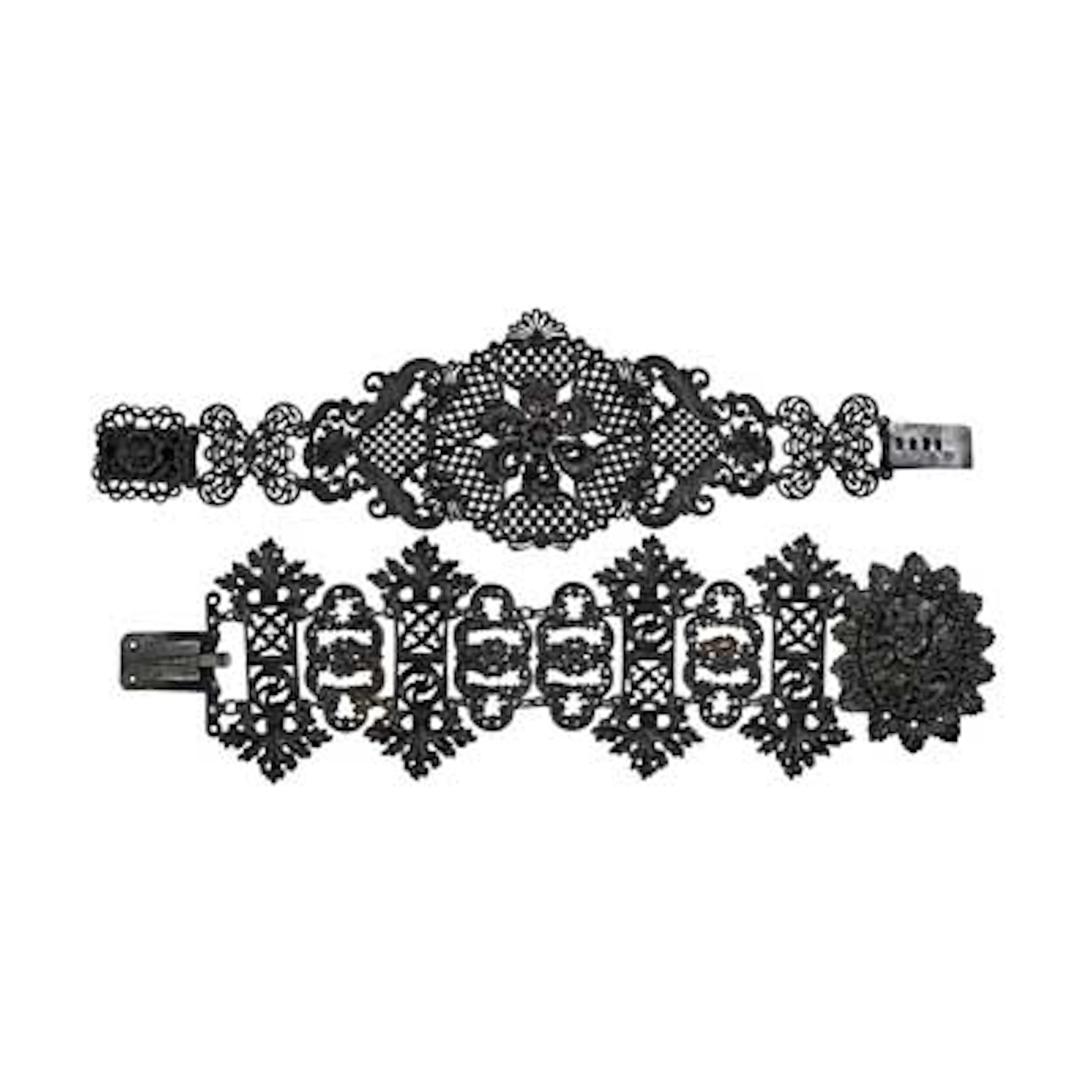 TWO GEORGIAN CAST IRON BRACELETS,...