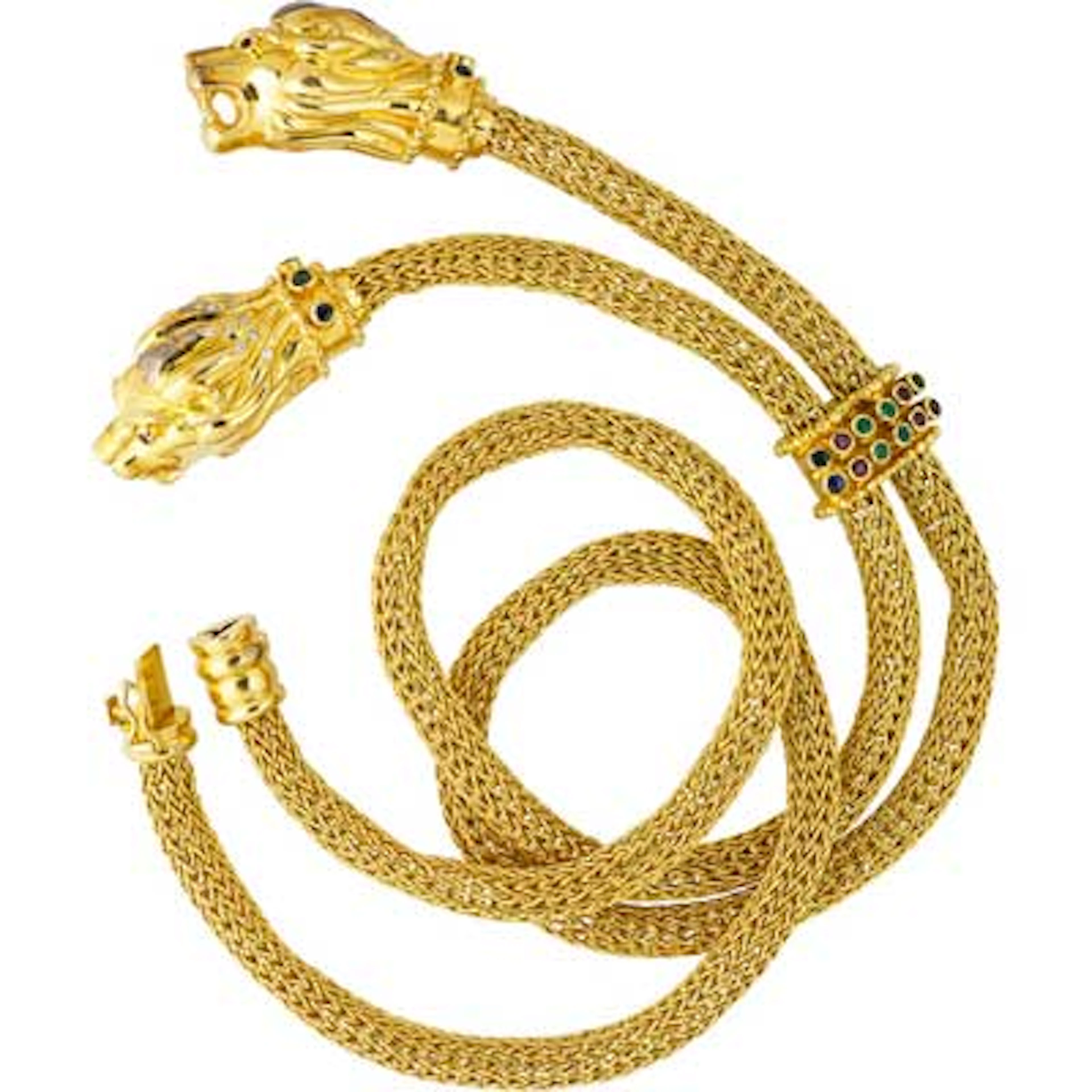 GREEK HIGH KARAT GOLD LION HEAD NECKLACE