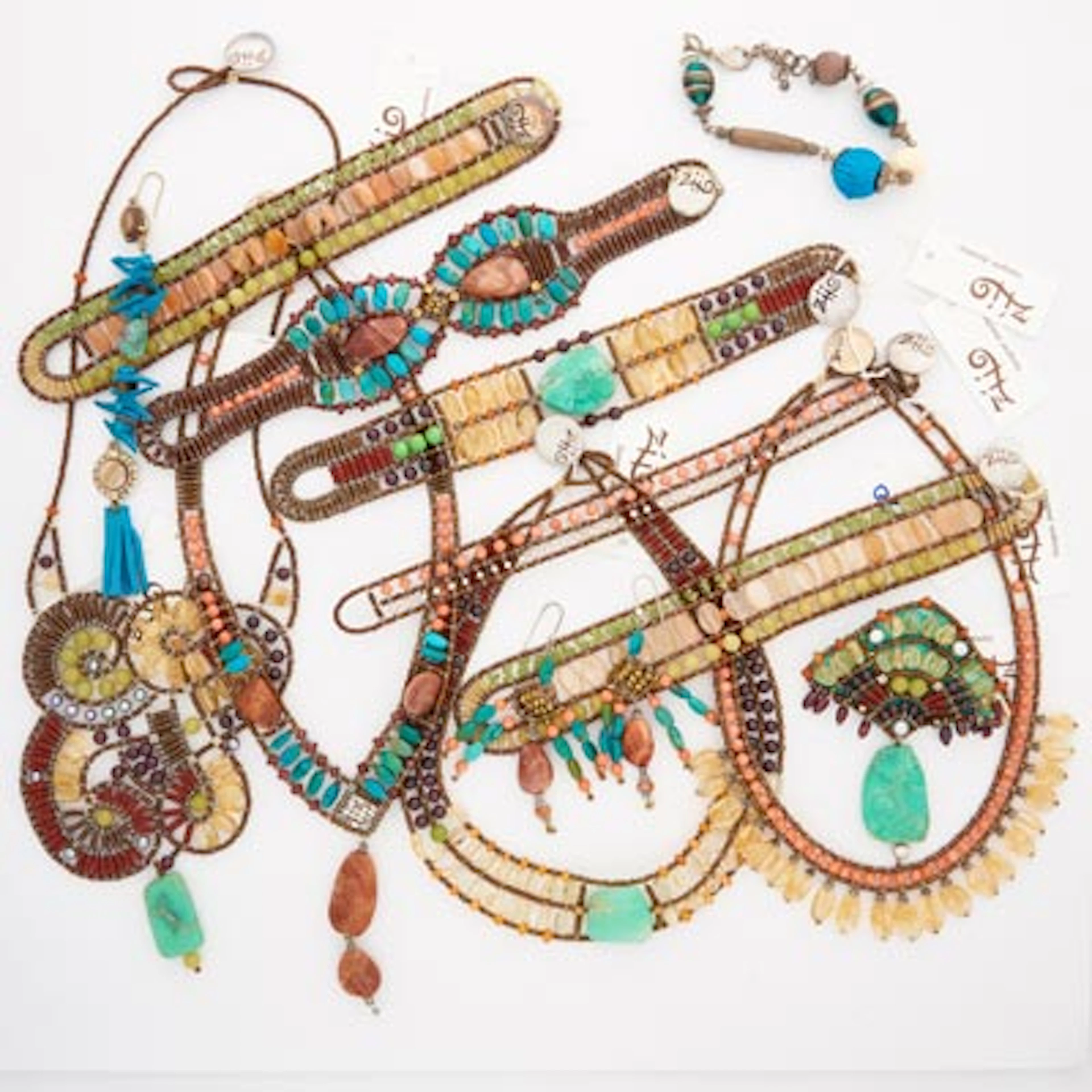 COLLECTION OF ZIIO BEADED GLASS OR GEMSTONE JEWELRY