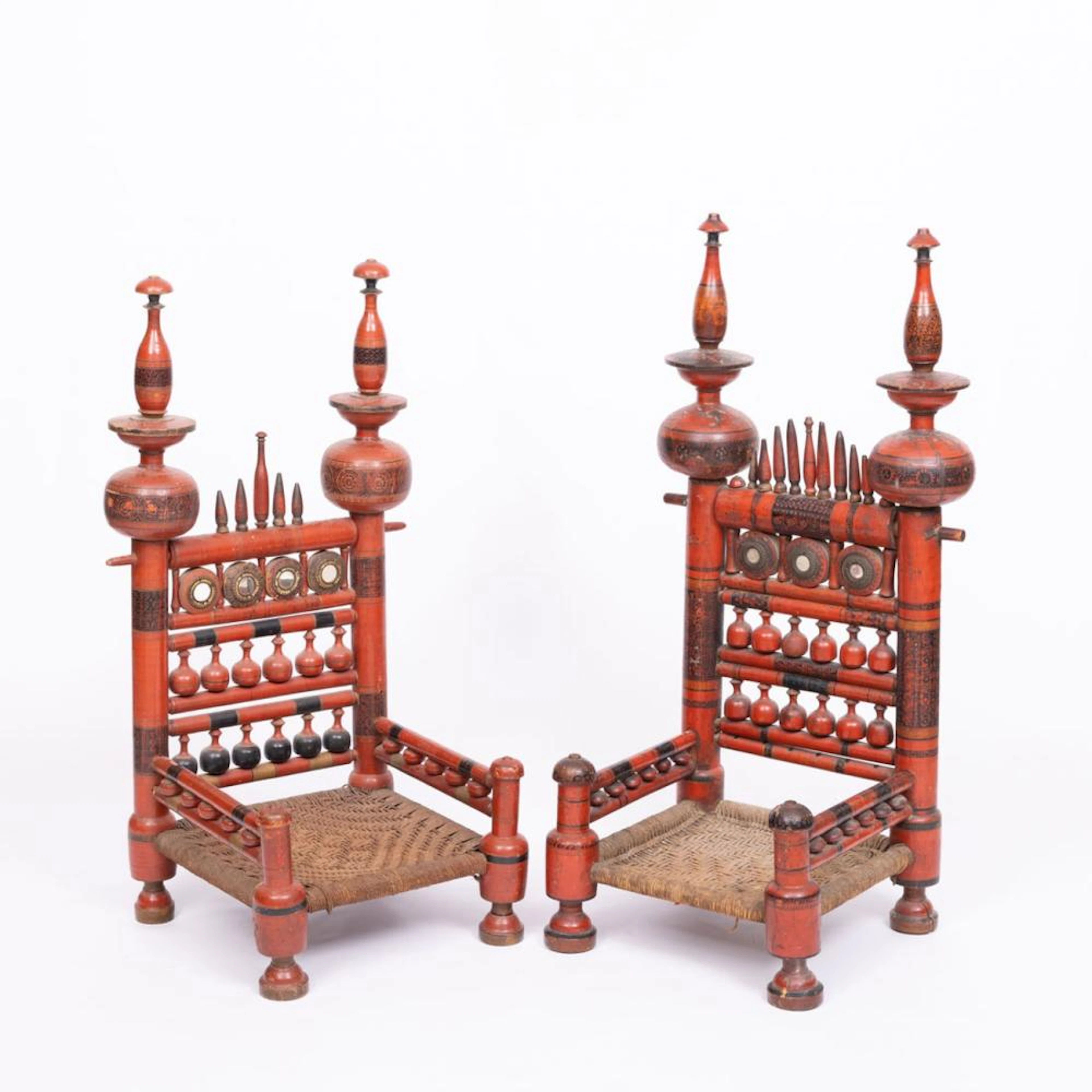 TWO INDIAN LOW CHAIRS