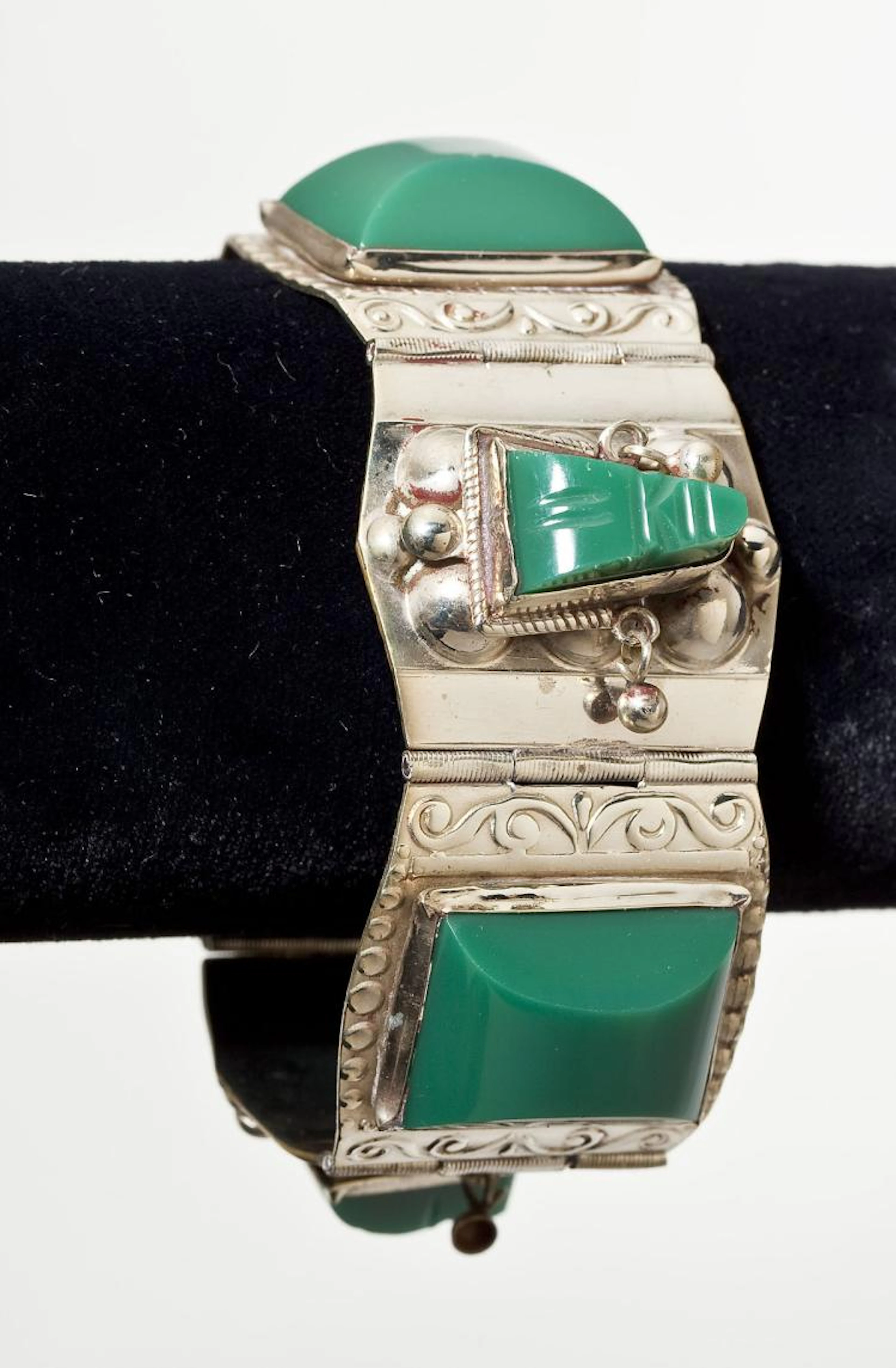 Mexican Silver & Green Onyx Bracelet
