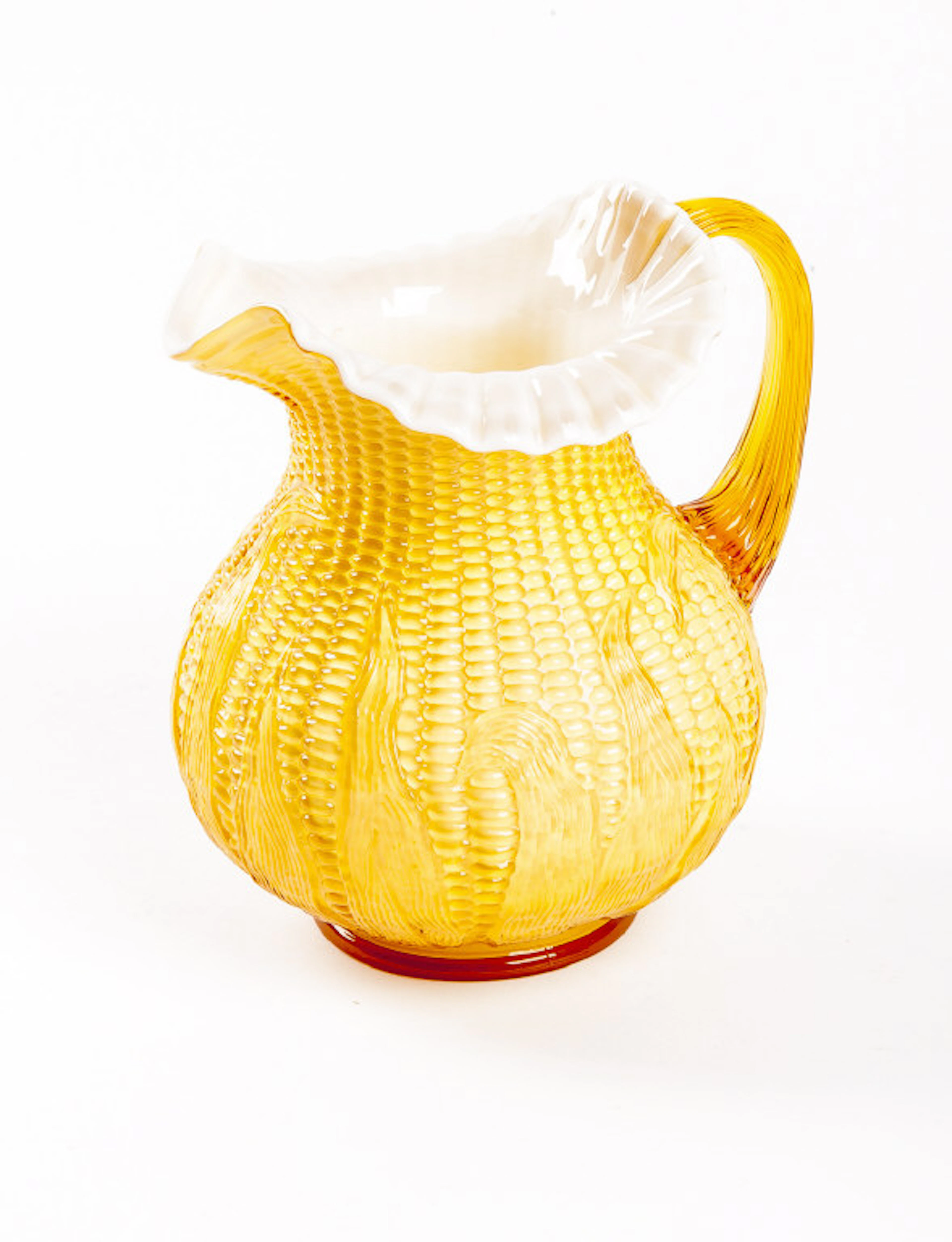Cased Glass Corn Form Water Pitcher