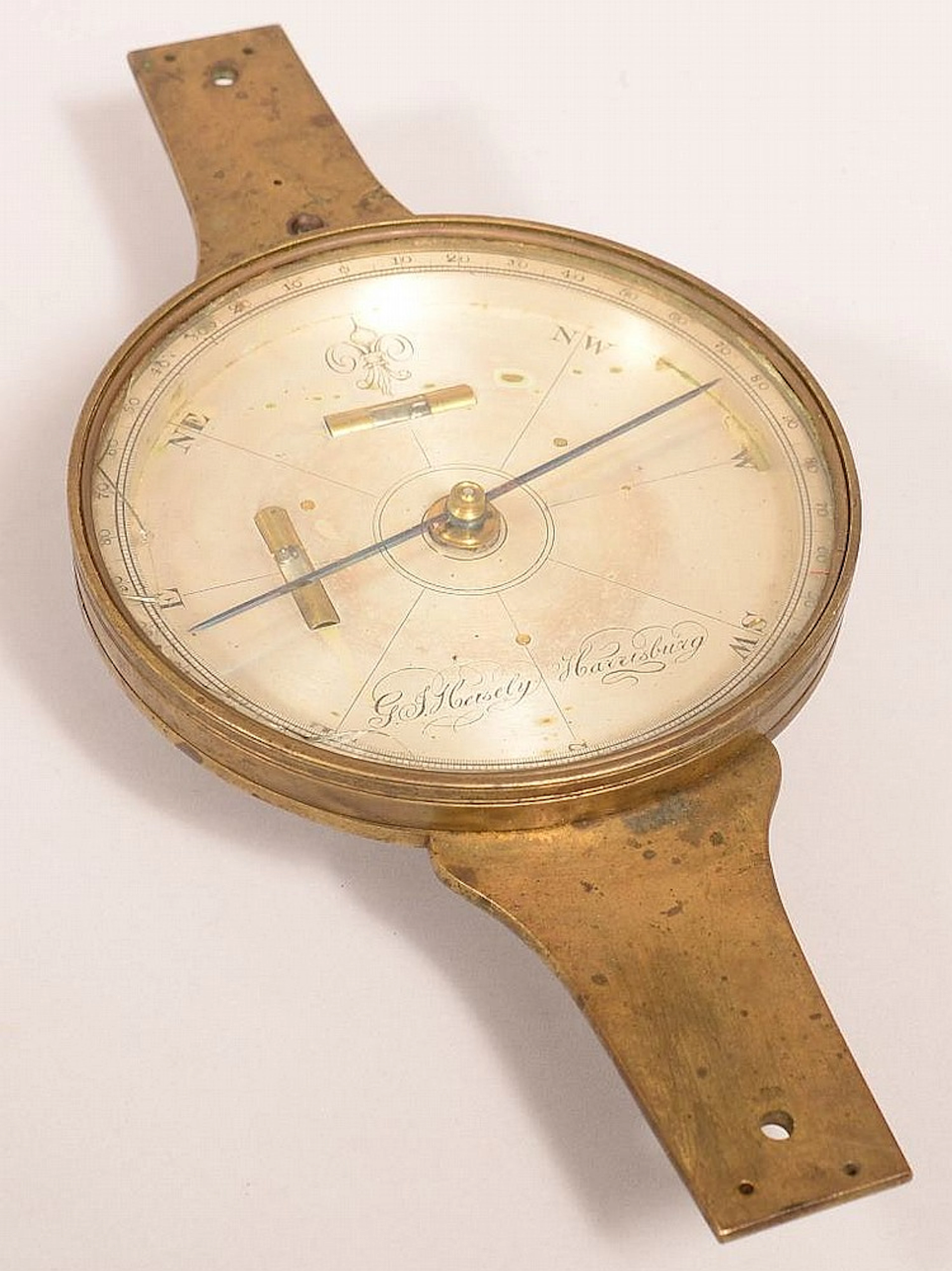 Antique Brass Surveyors Transit with Engraved Pewter Dial Signed "G.J