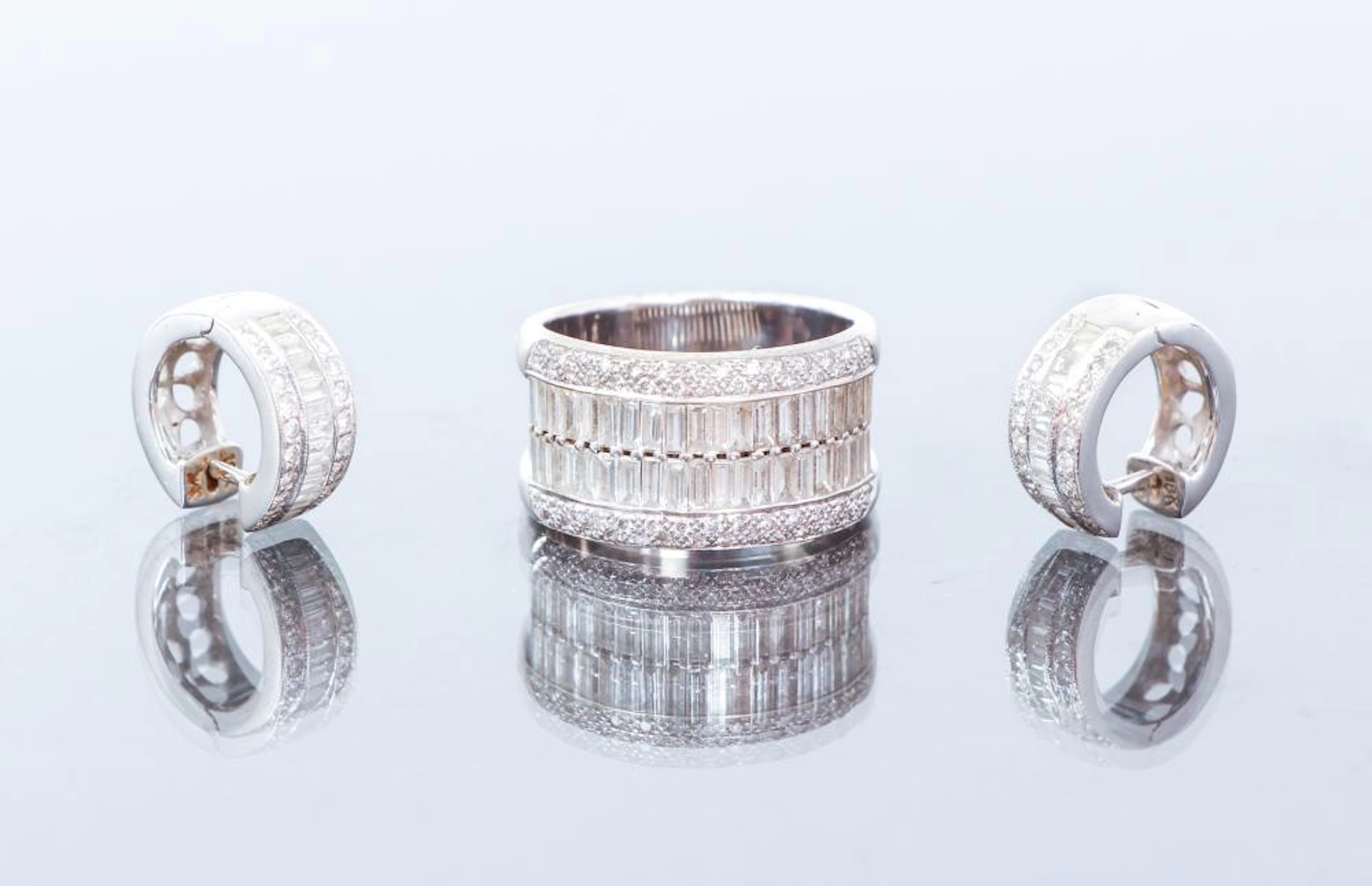 18K Gold Levian Diamond Band and Earrings