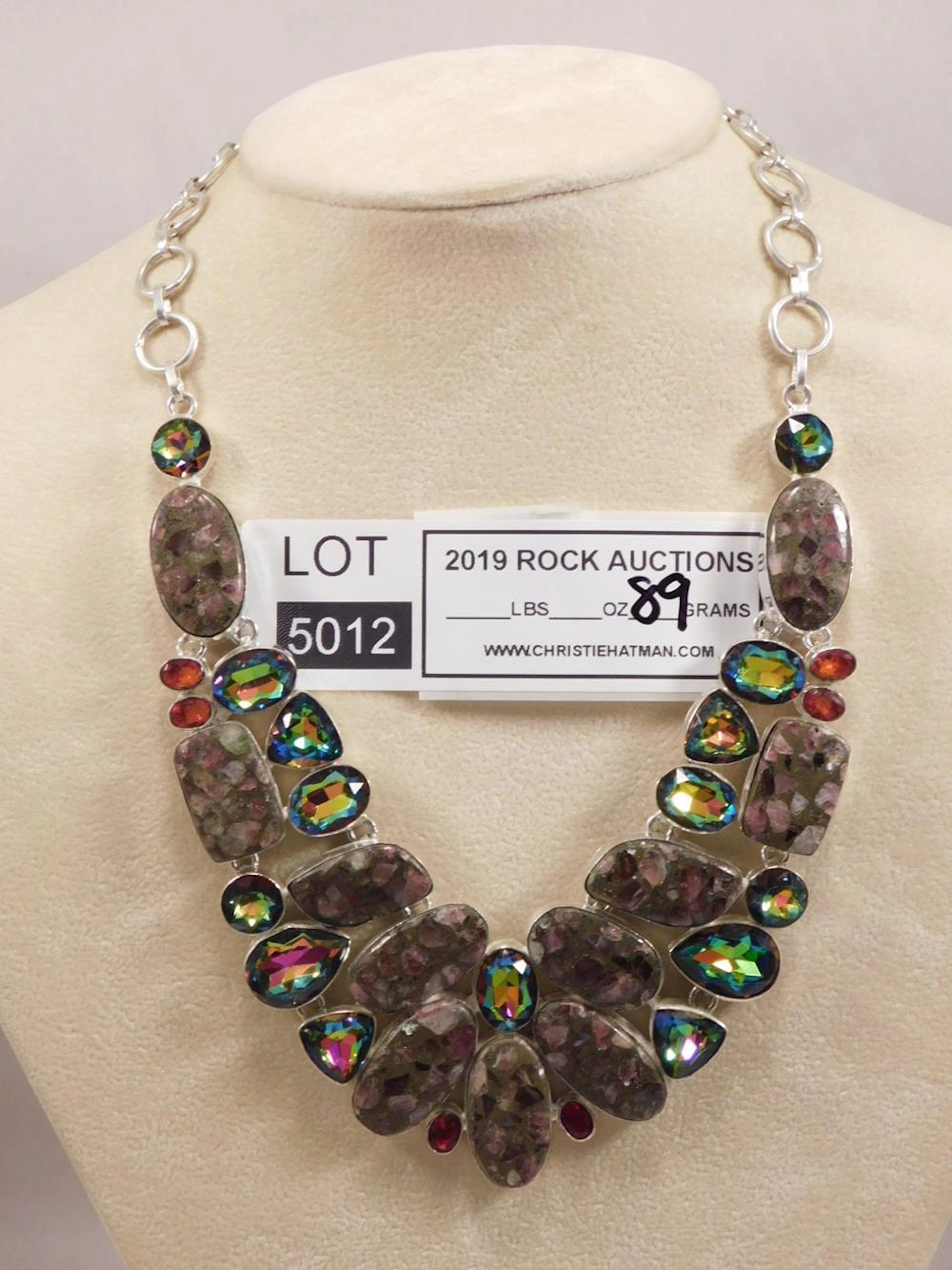 COPPER LEPIDOLITE AND RAINBOW MYSTIC TOPAZ STONE SILVER NECKLACE