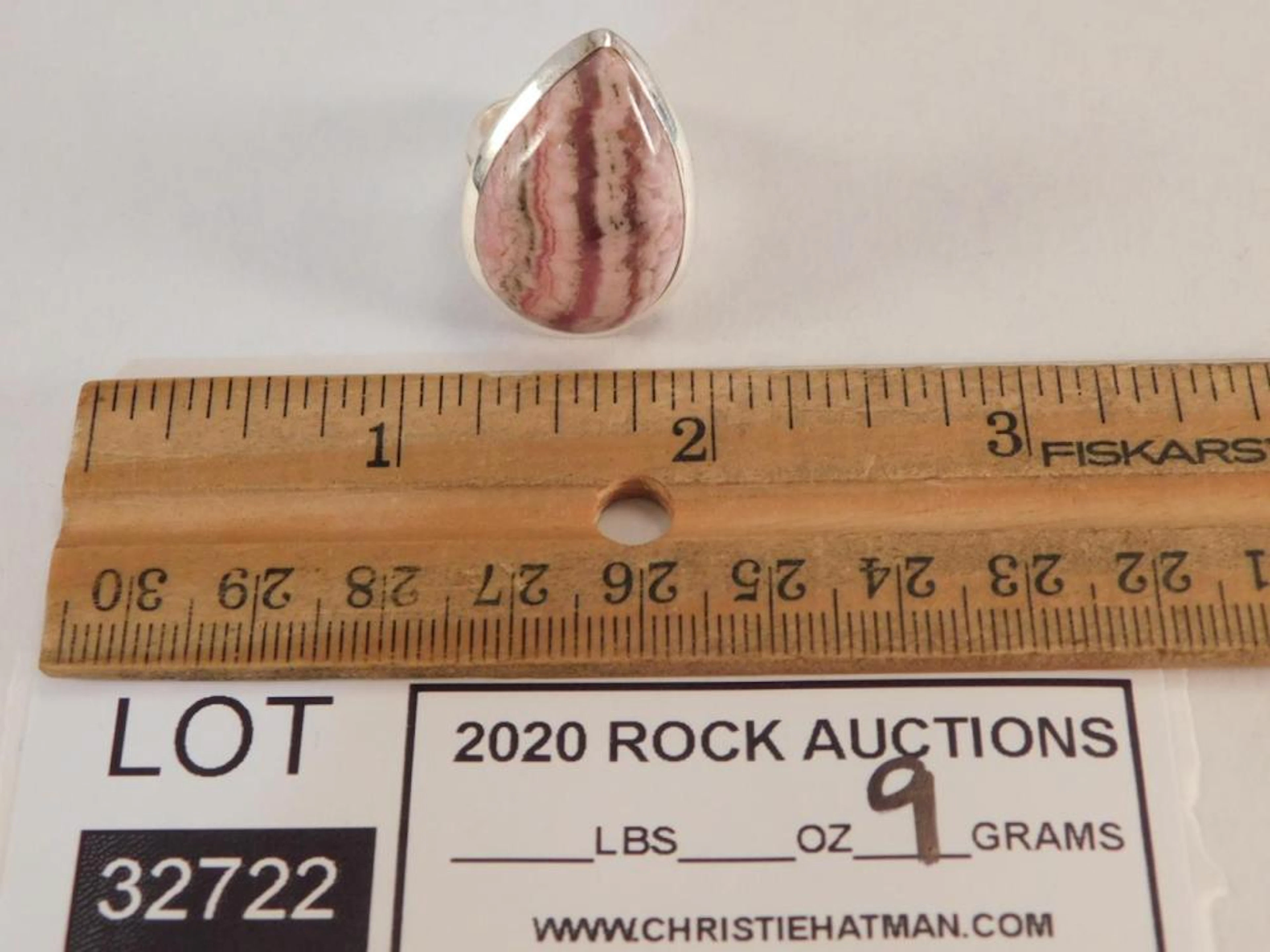 RHODONITE CABOCHON SILVER RING ROCK STONE LAPIDARY SPECIMEN