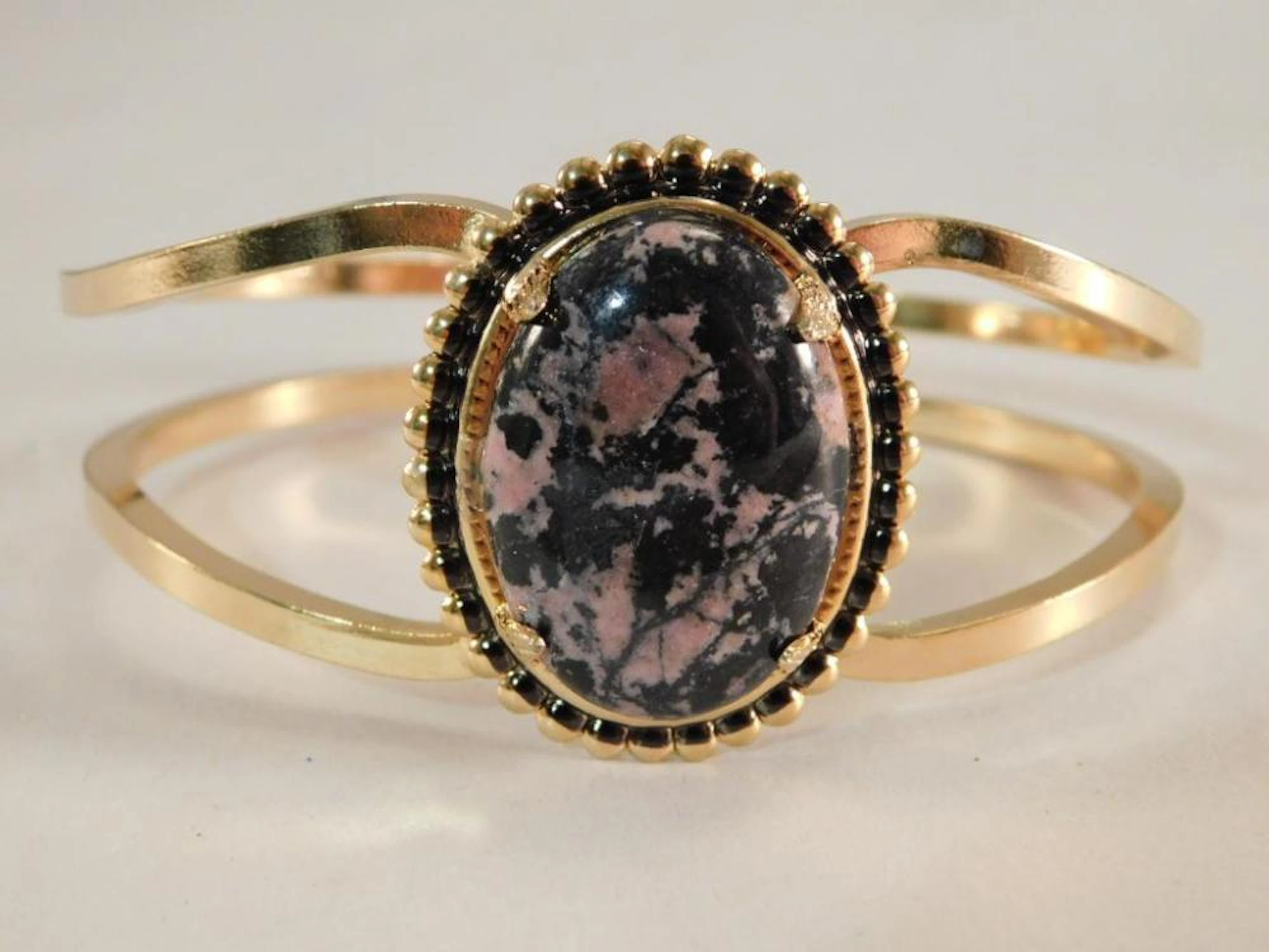RHODONITE METAL CUFF BRACELET