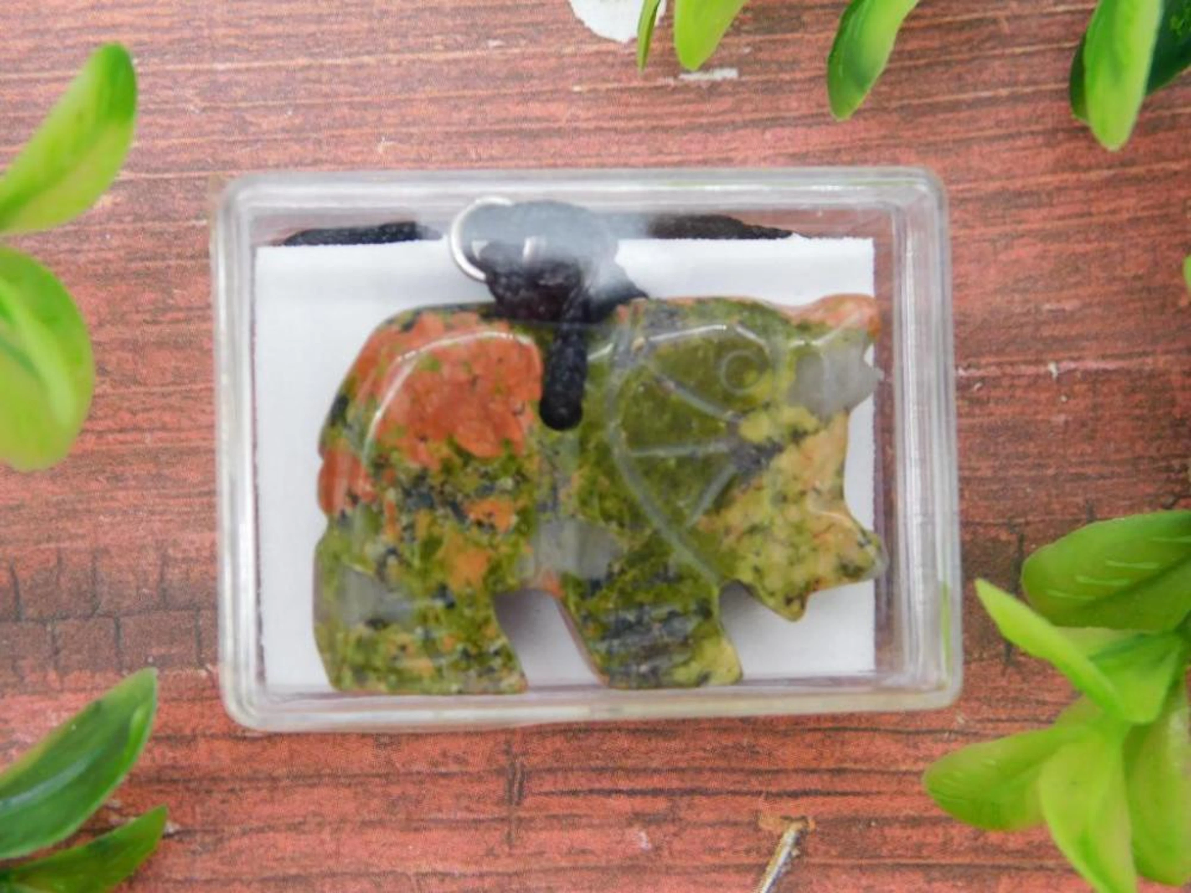 UNAKITE RHINOCEROS PENDANT NECKLACE ROCK STONE LAPIDARY SPECIME