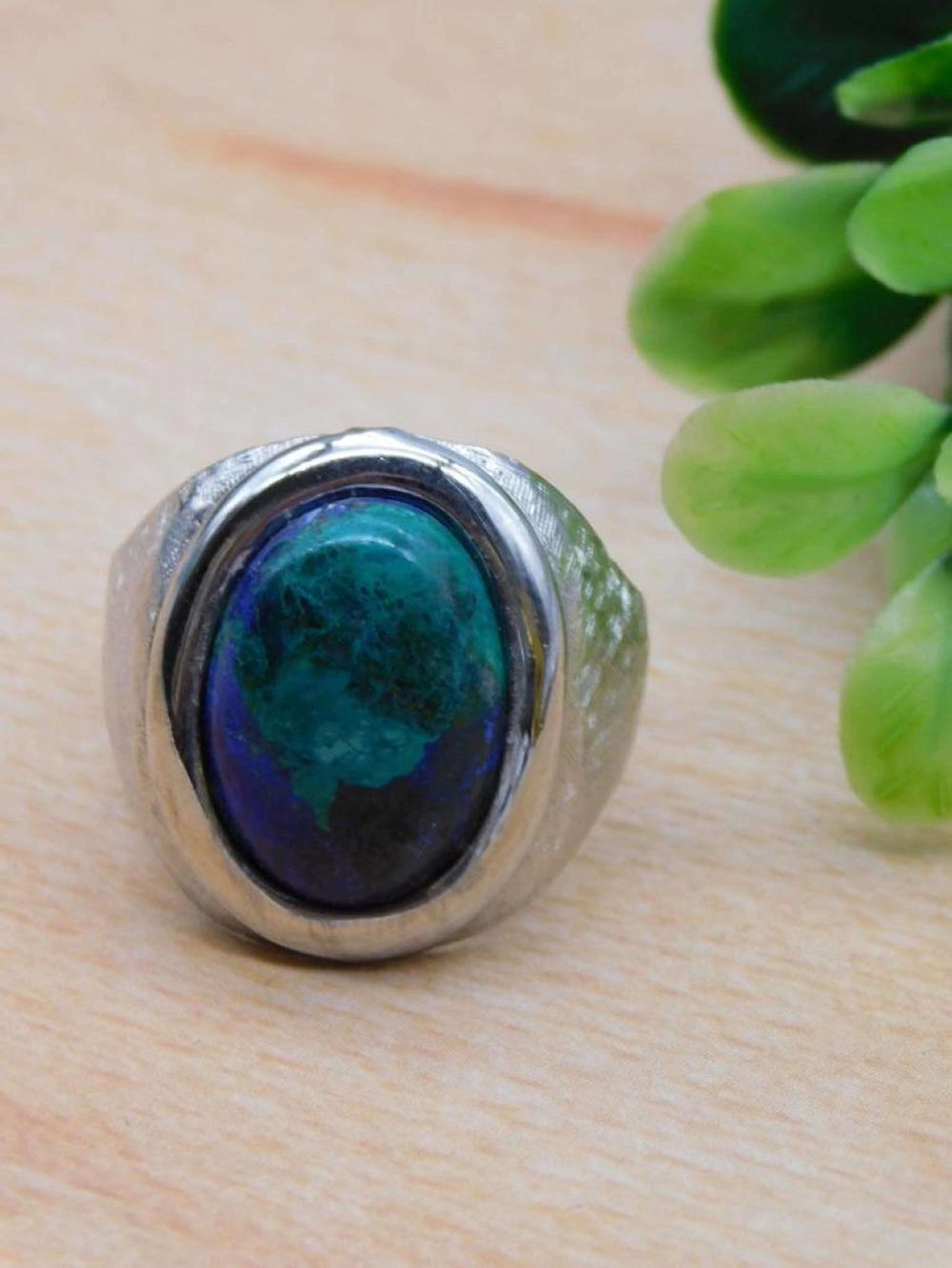 AZURITE RING ROCK STONE LAPIDARY SPECIME