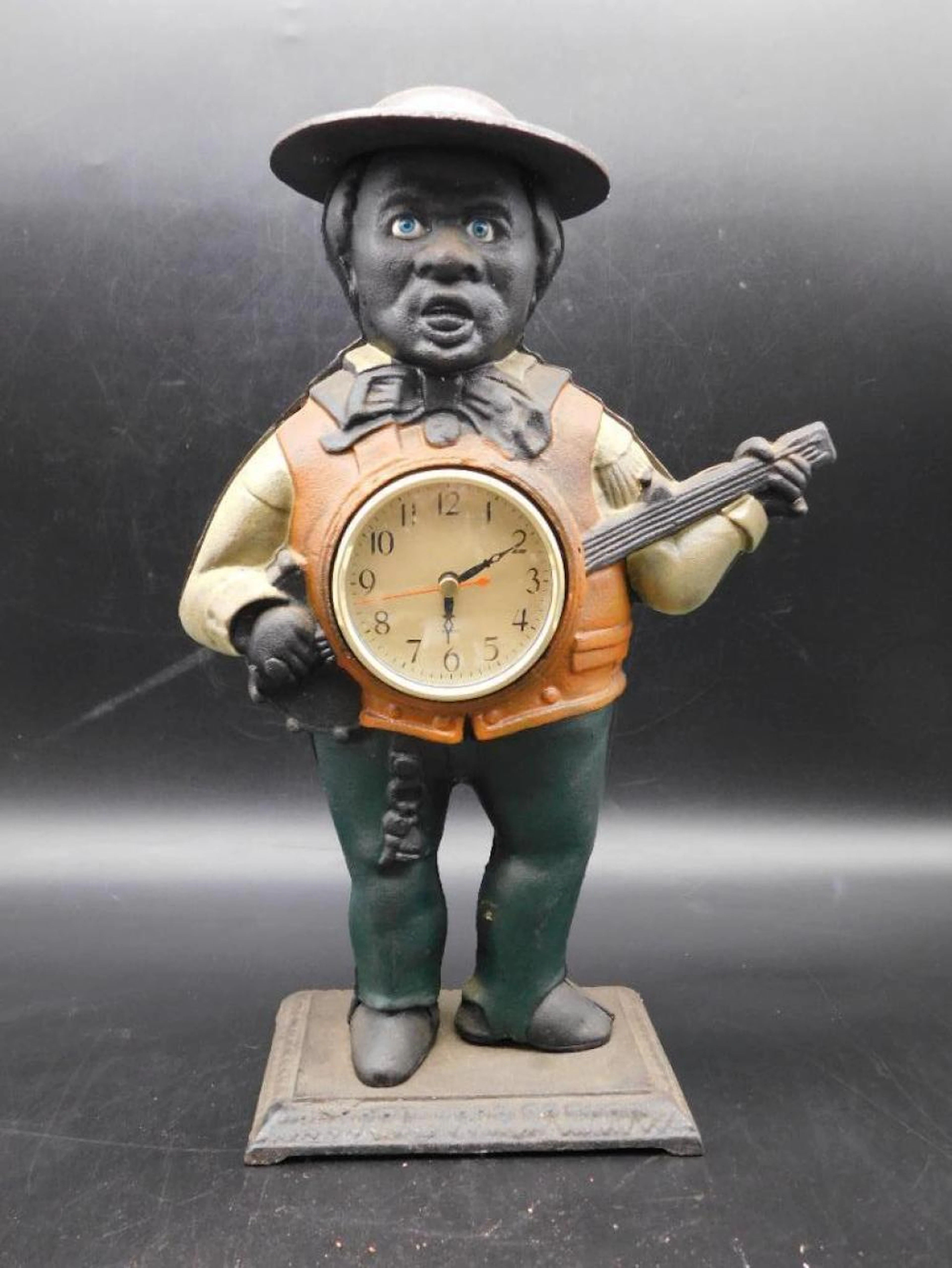 BLACK AMERICANA CLOCK VINTAGE ANTIQUE