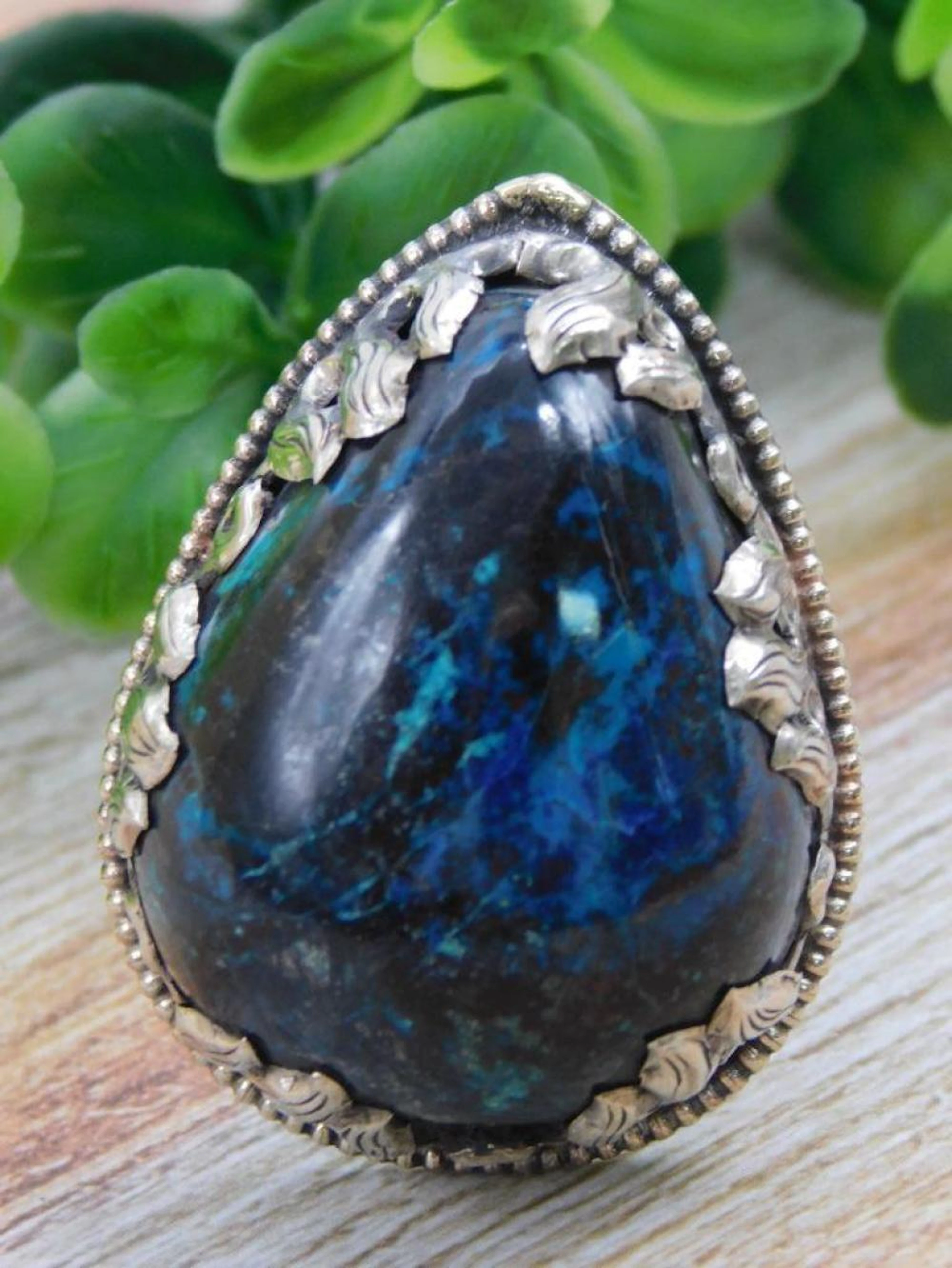 SHATTUCKITE ADJUSTABLE RING ROCK STONE LAPIDARY SPECIME