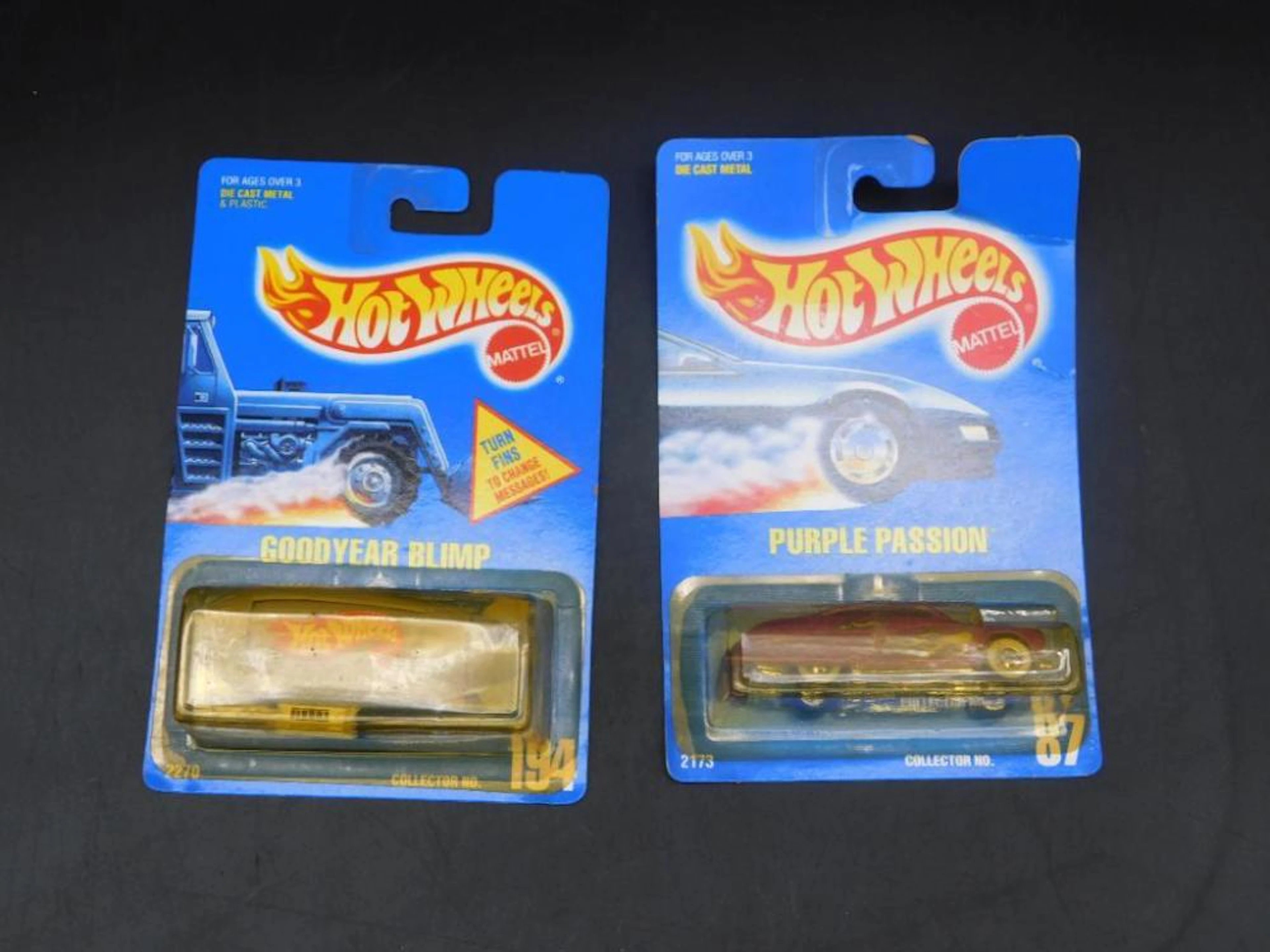 HOT WHEELS GOODYEAR BLIMP AND PURPLE PASSION DIE CAST...