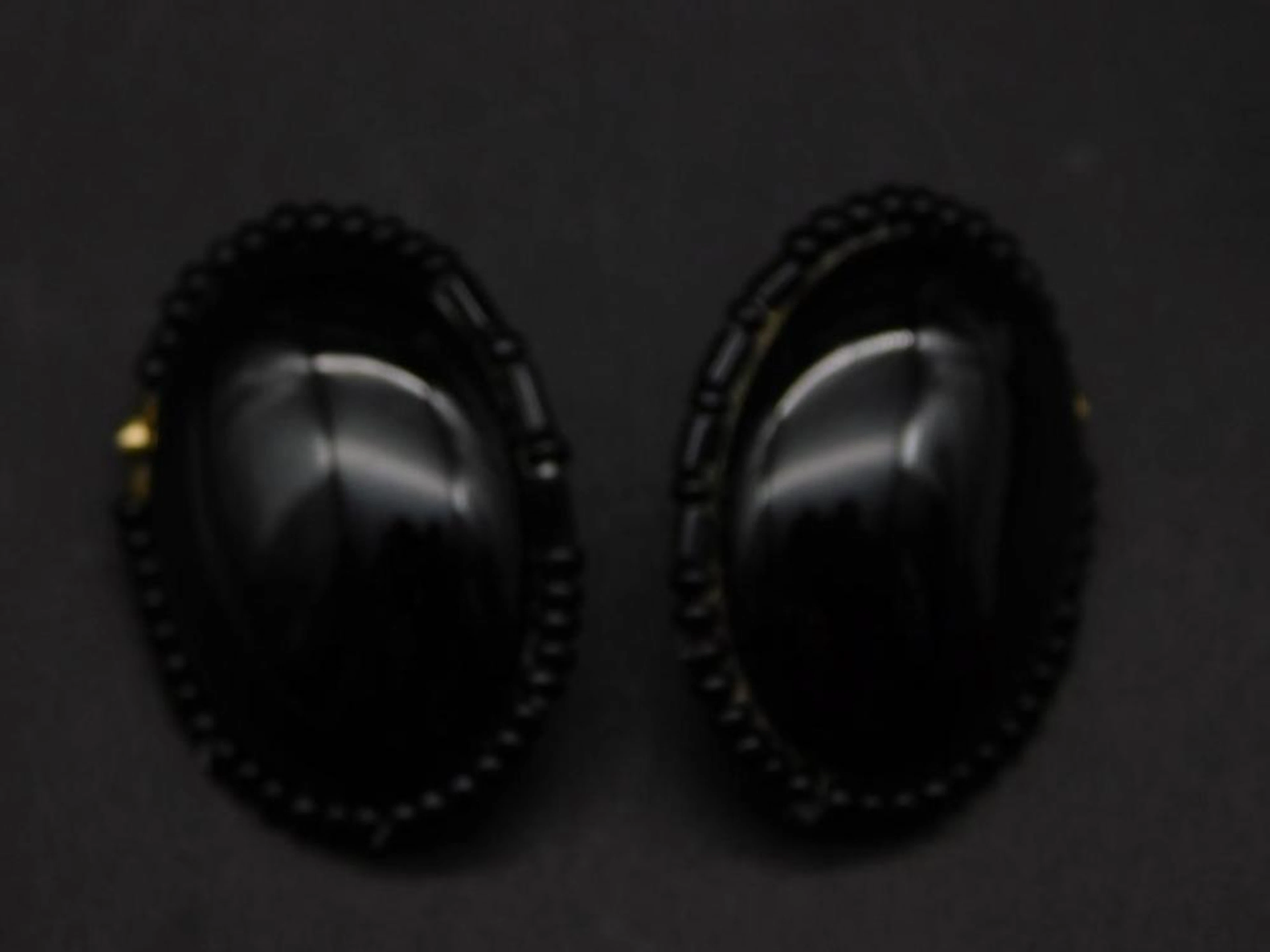 OBSIDIAN EARRINGS VINTAGE ANTIQUE