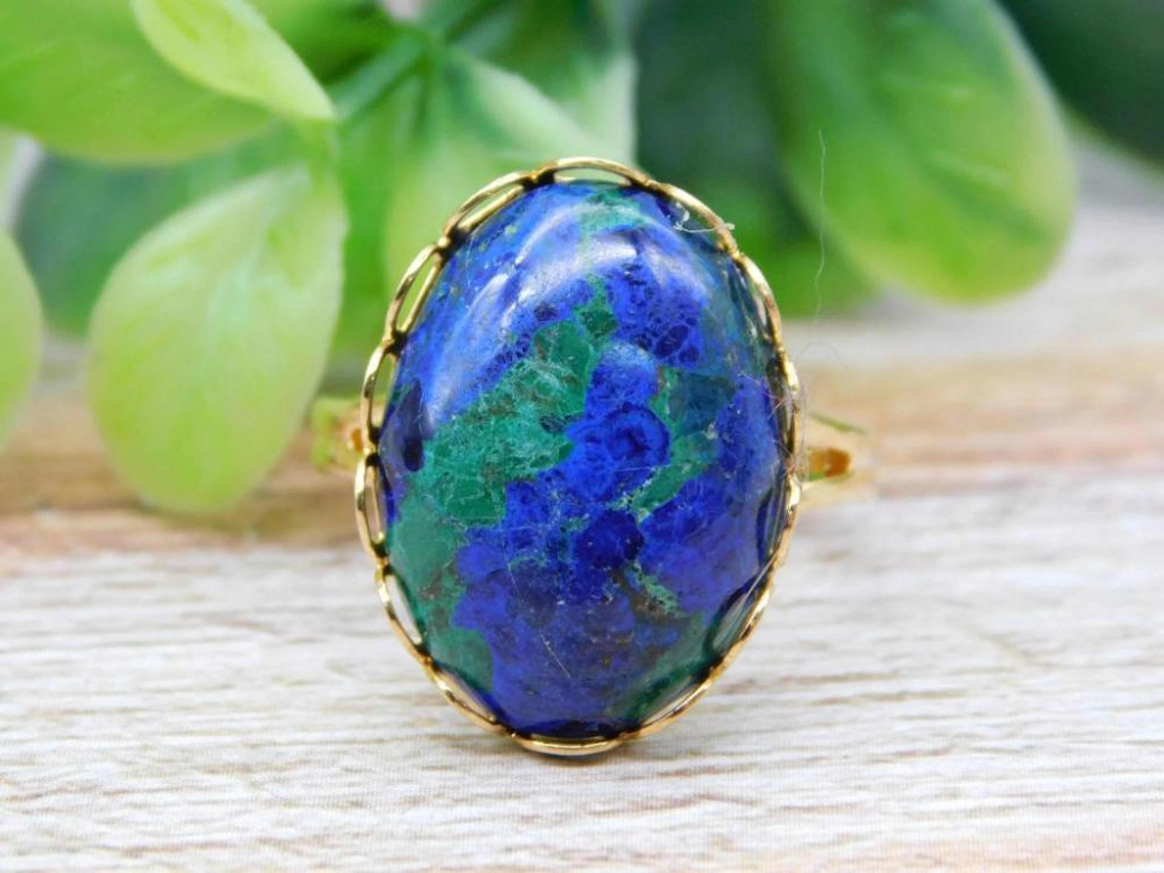 AZURITE RING ROCK STONE LAPIDARY SPECIME