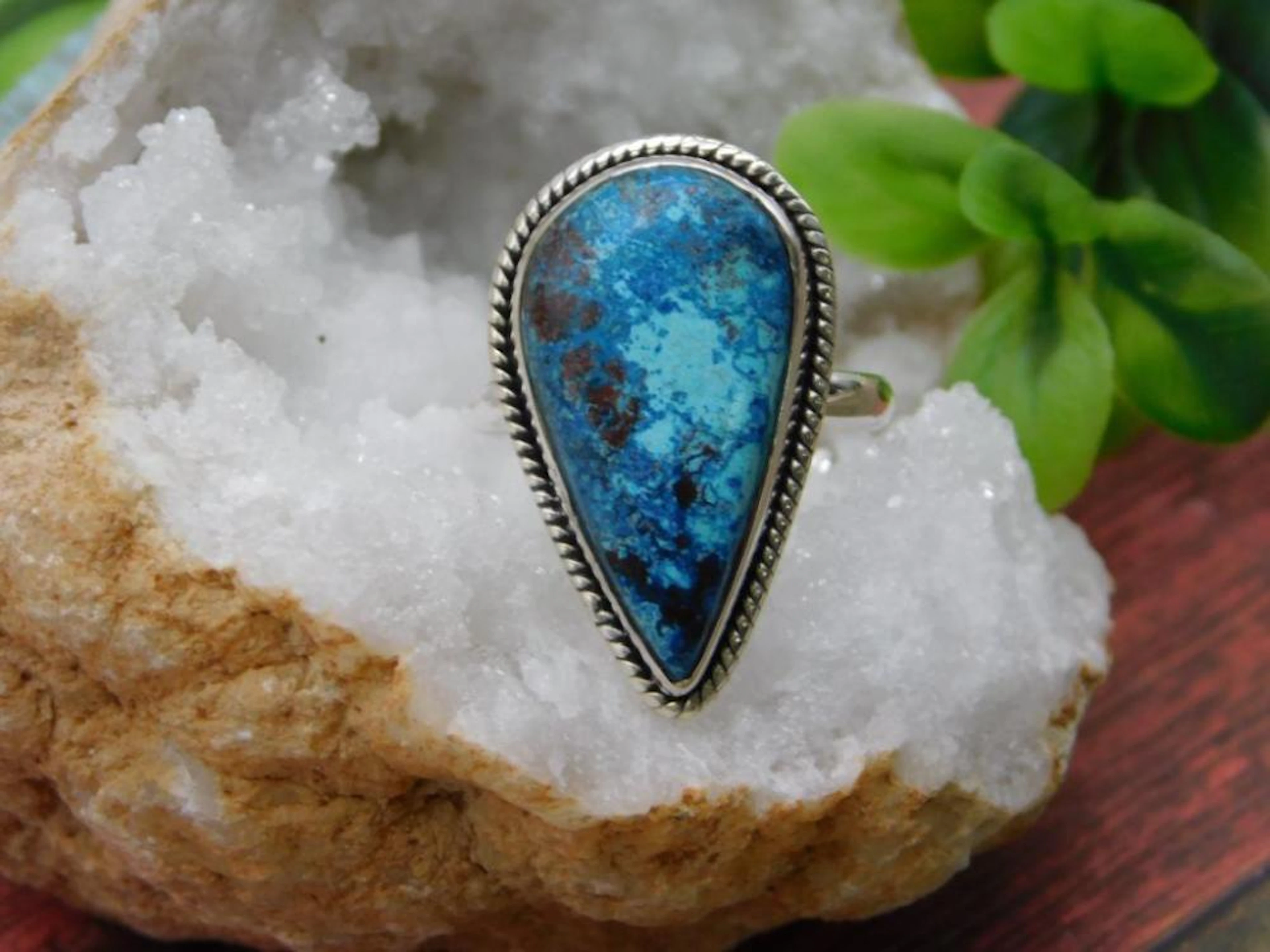 STERLING SILVER SHATTUCKITE RING SIZE 8 ROCK STONE LAPIDARY SPECIME