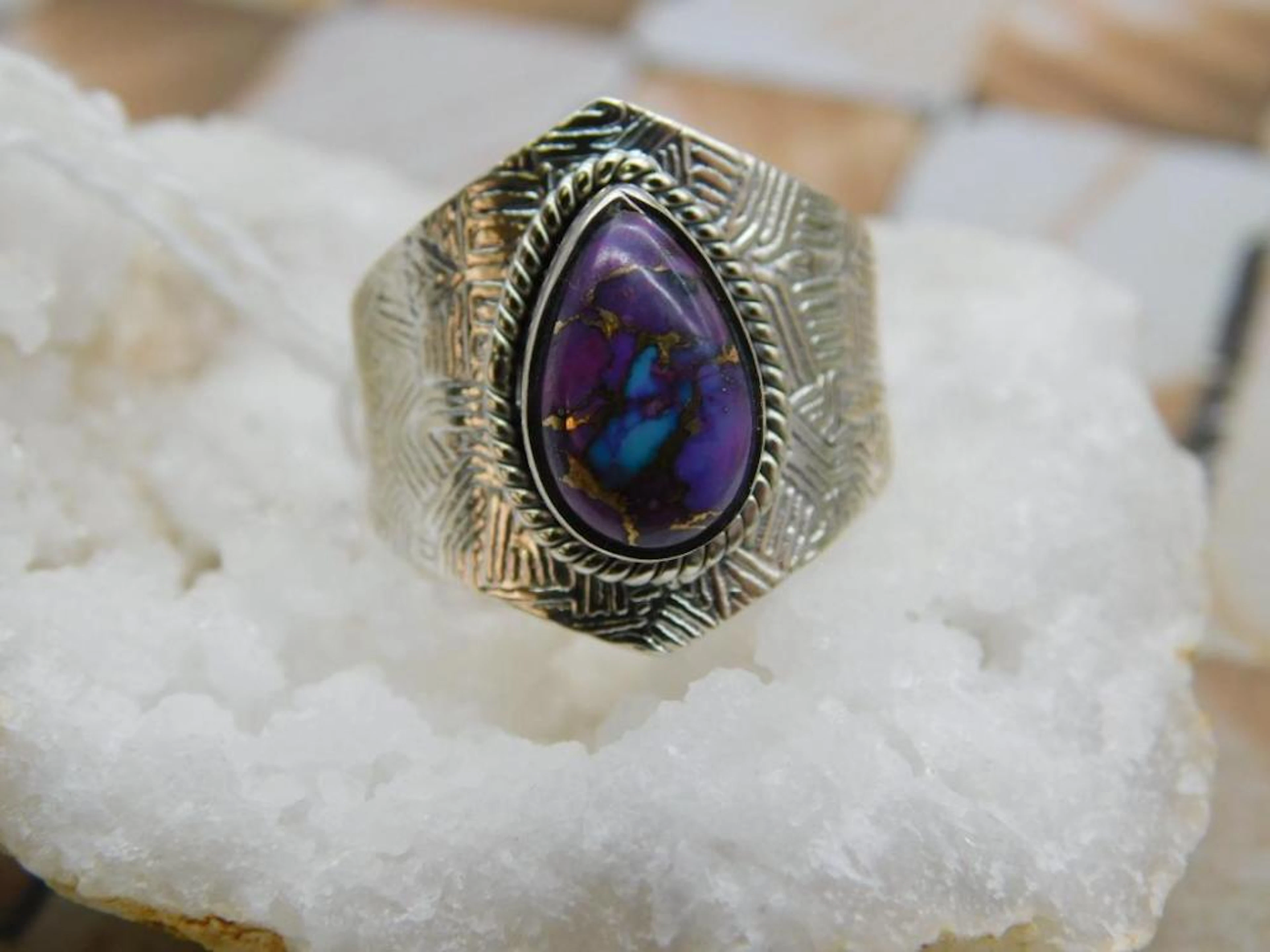 STERLING SILVER SHATTUCKITE RING SIZE 8 ROCK STONE LAPIDARY SPECIME