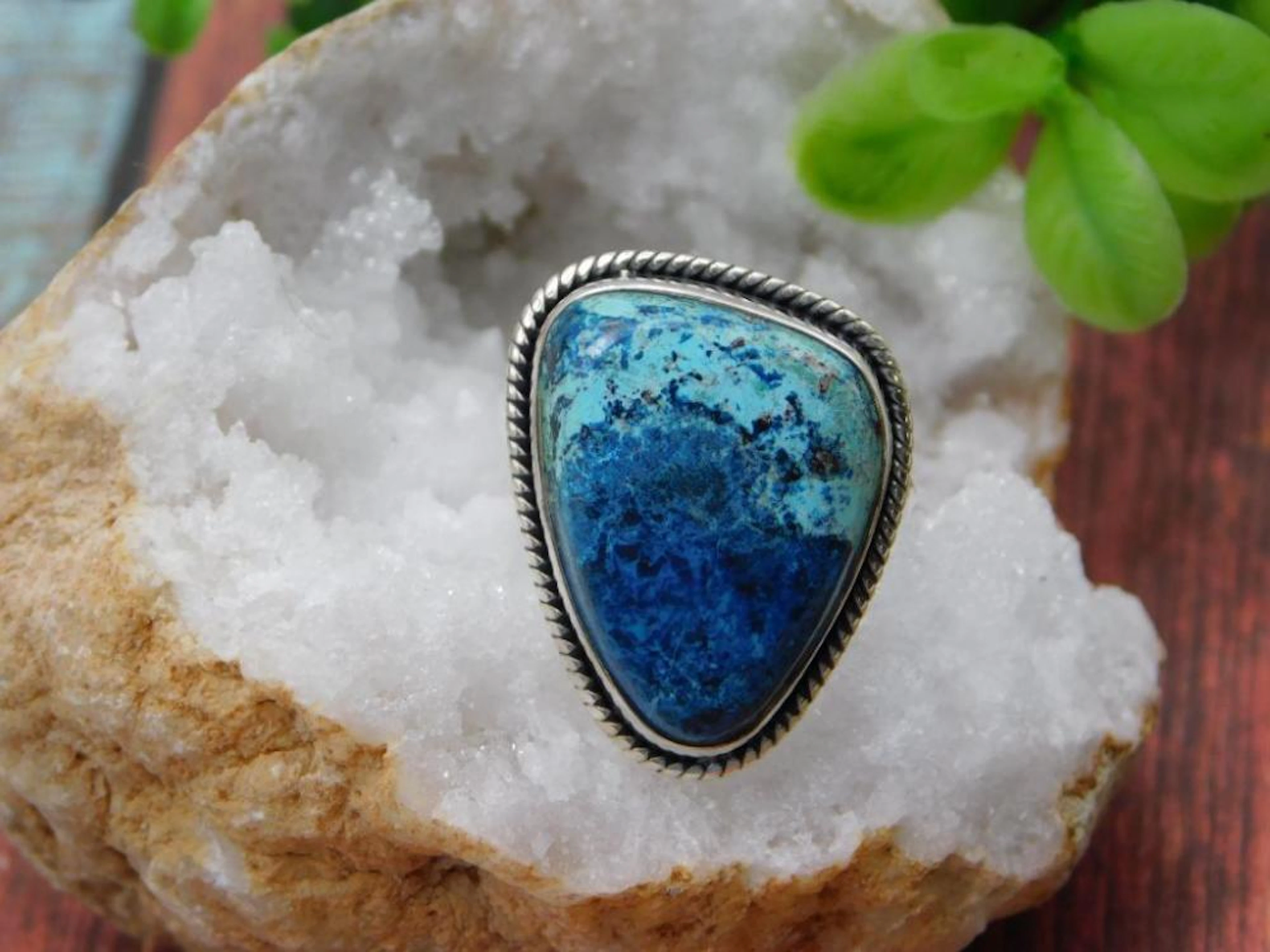 STERLING SILVER SHATTUCKITE RING SIZE 9 ROCK STONE LAPIDARY SPECIME