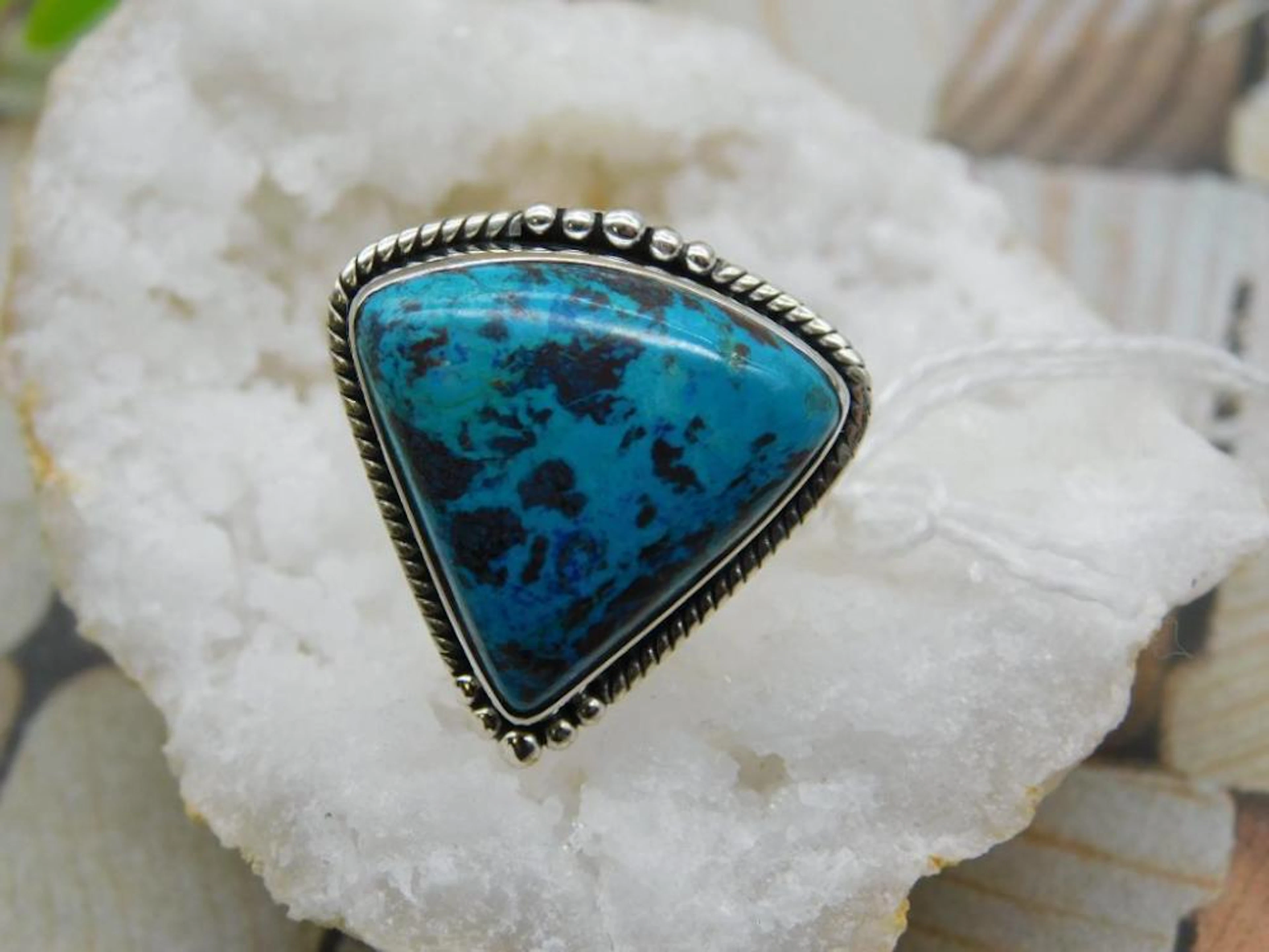 STERLING SILVER SHATTUCKITE RING SIZE 9 ROCK STONE LAPIDARY SPECIME