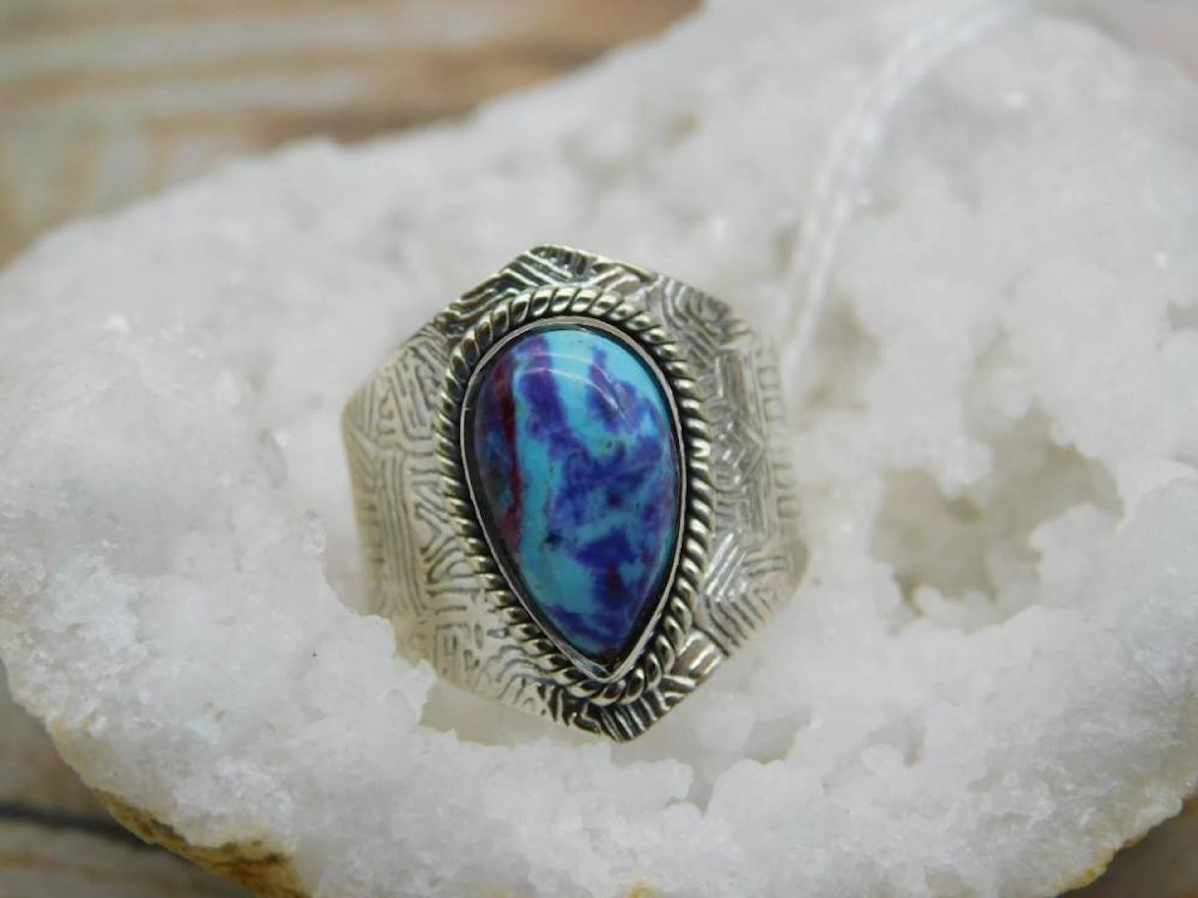 STERLING SILVER SHATTUCKITE RING SIZE 5 ROCK STONE LAPIDARY SPECIME