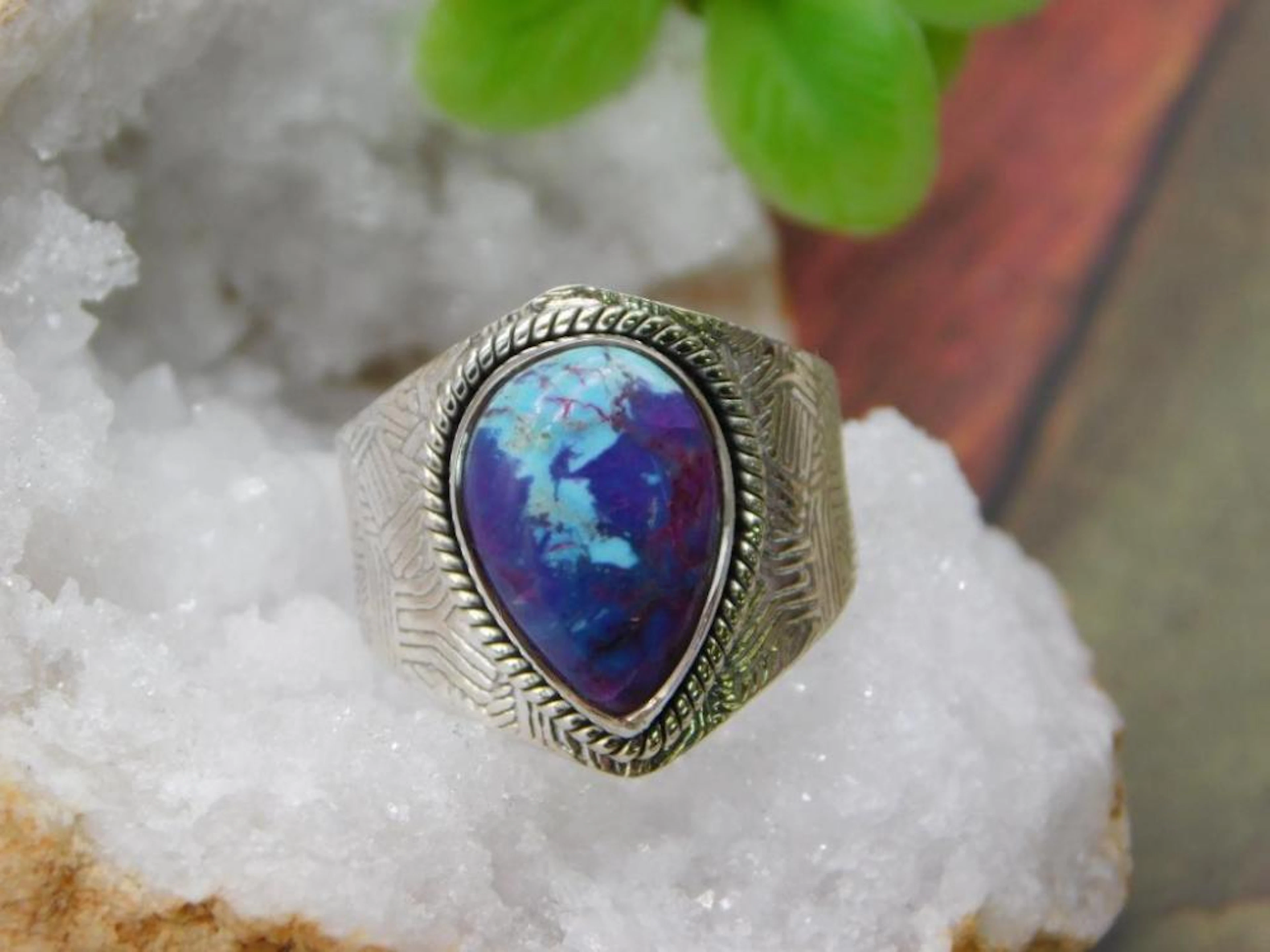 STERLING SILVER SHATTUCKITE RING SIZE 8 ROCK STONE LAPIDARY SPECIME