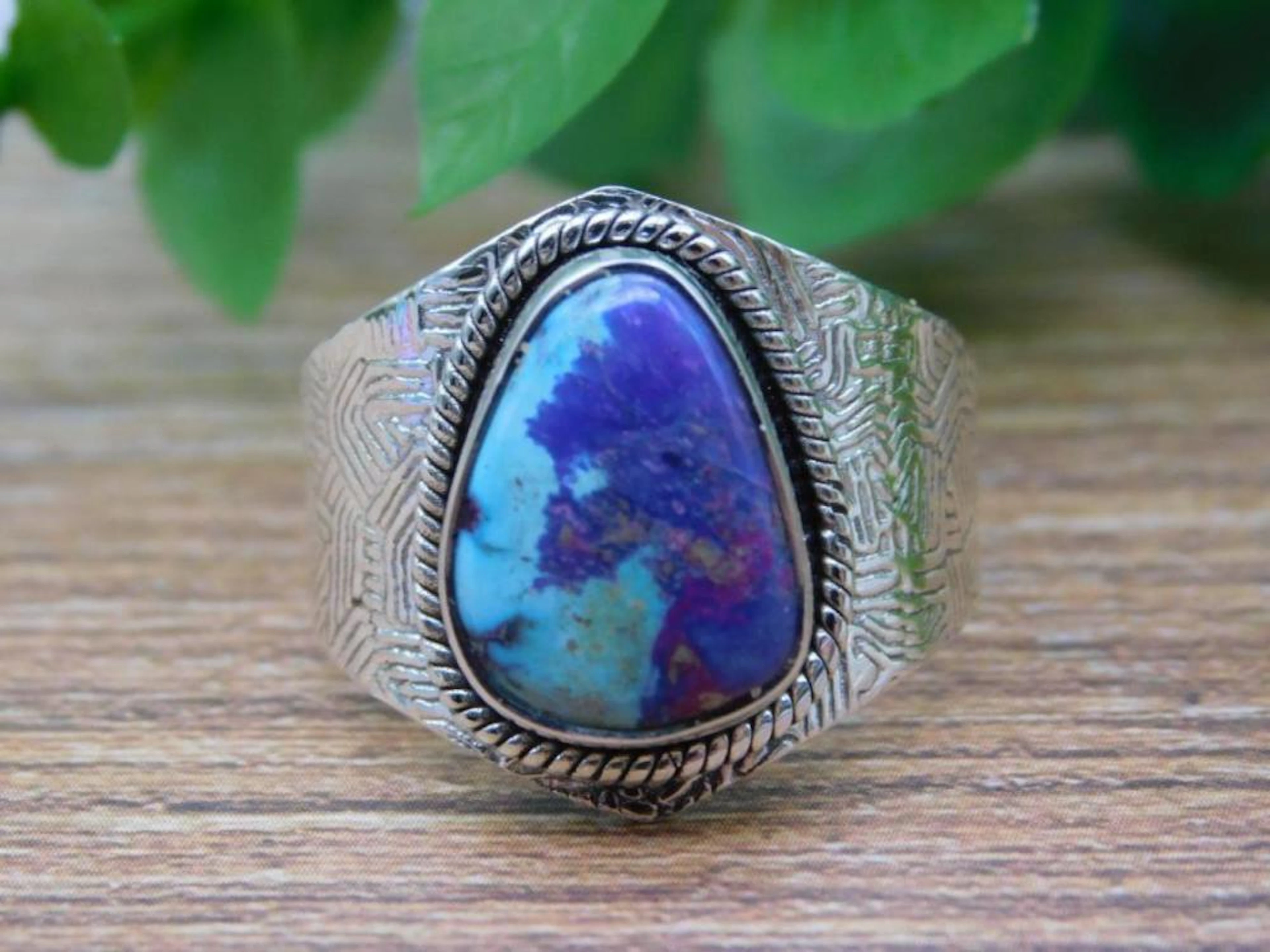STERLING SILVER SHATTUCKITE RING SIZE 10 ROCK STONE LAPIDARY SPECIME