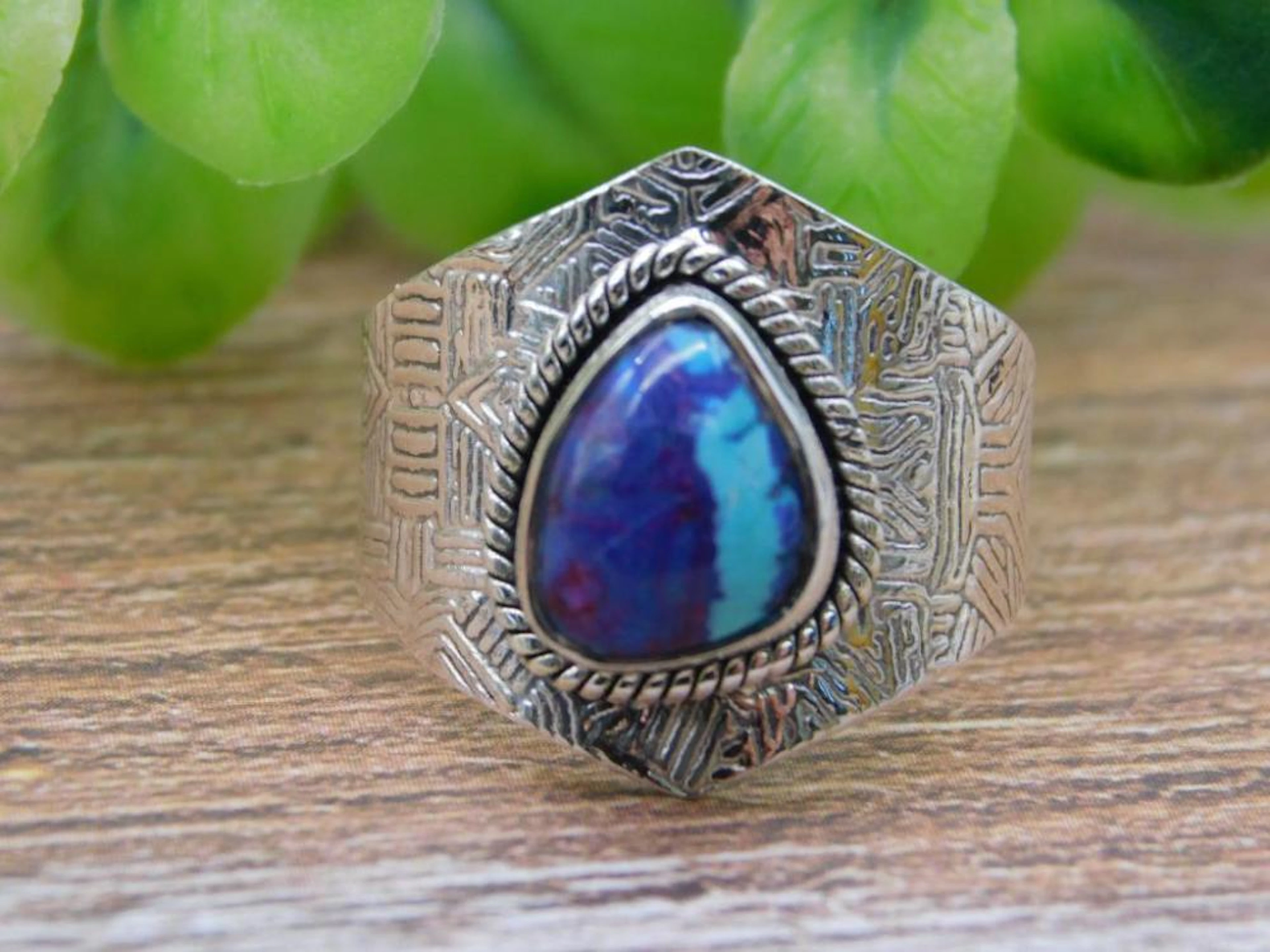 STERLING SILVER SHATTUCKITE RING SIZE 8 ROCK STONE LAPIDARY SPECIME