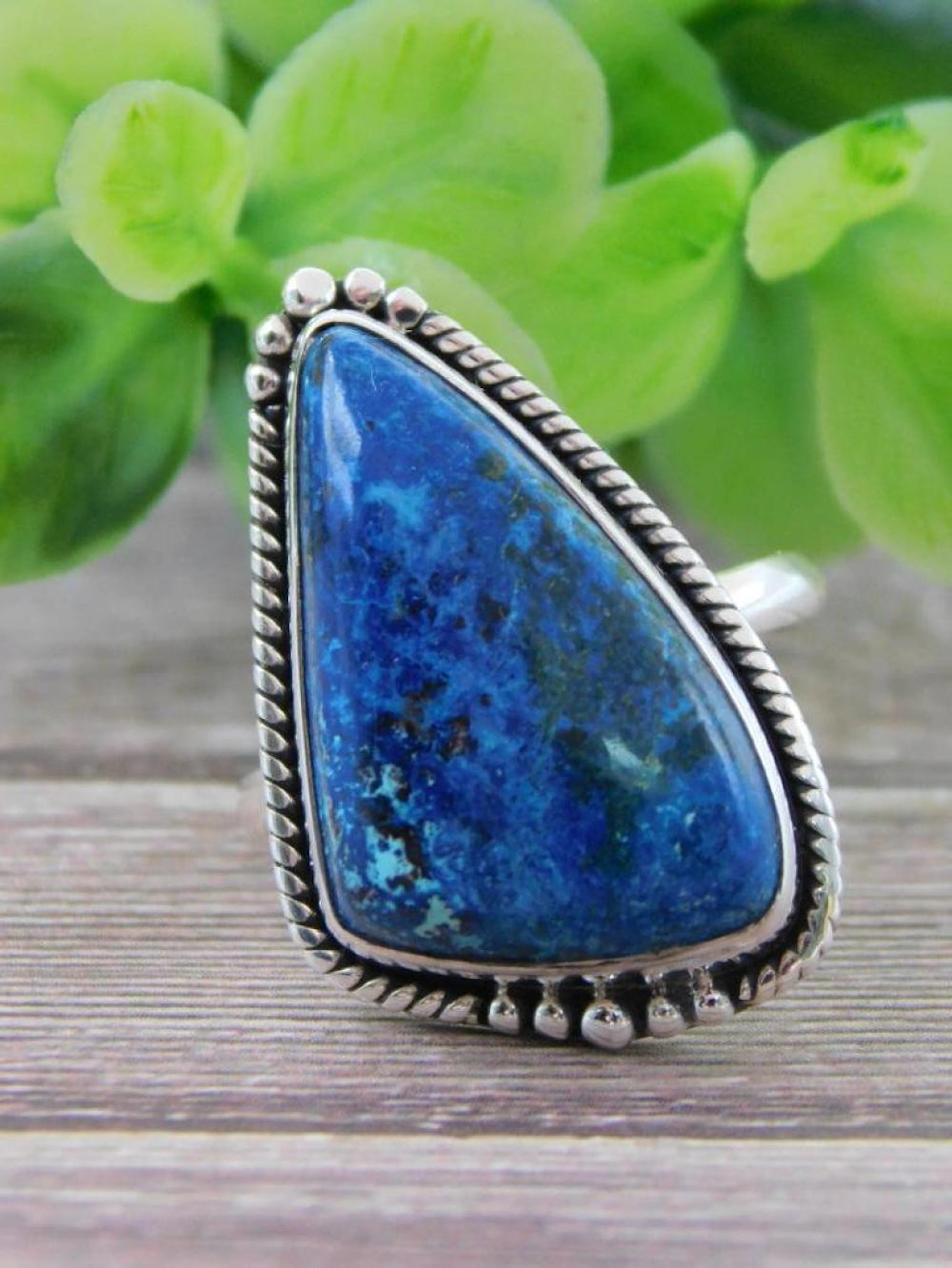 STERLING SILVER CHRYSOCOLLA RING SIZE 8 ROCK STONE LAPIDARY SPECIME
