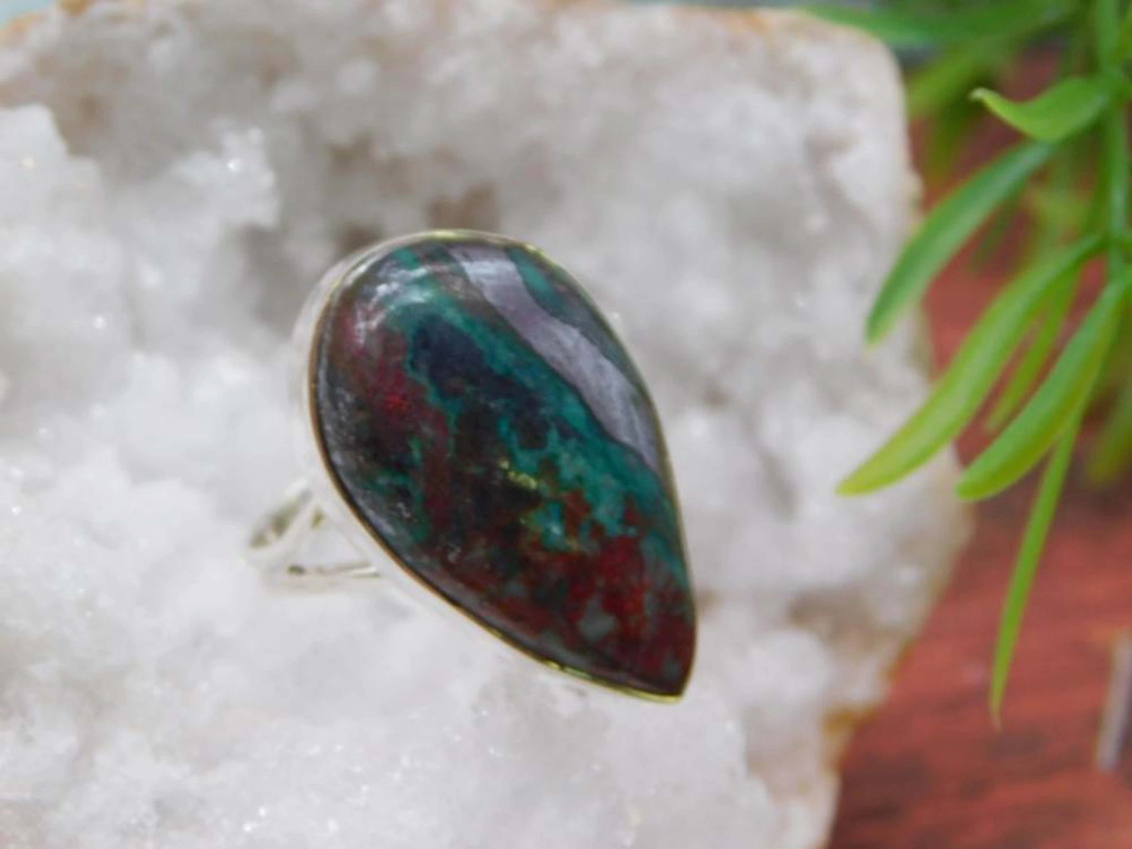 STERLING SILVER CHRYSOCOLLA RING SIZE 8 ROCK STONE LAPIDARY SPECIME