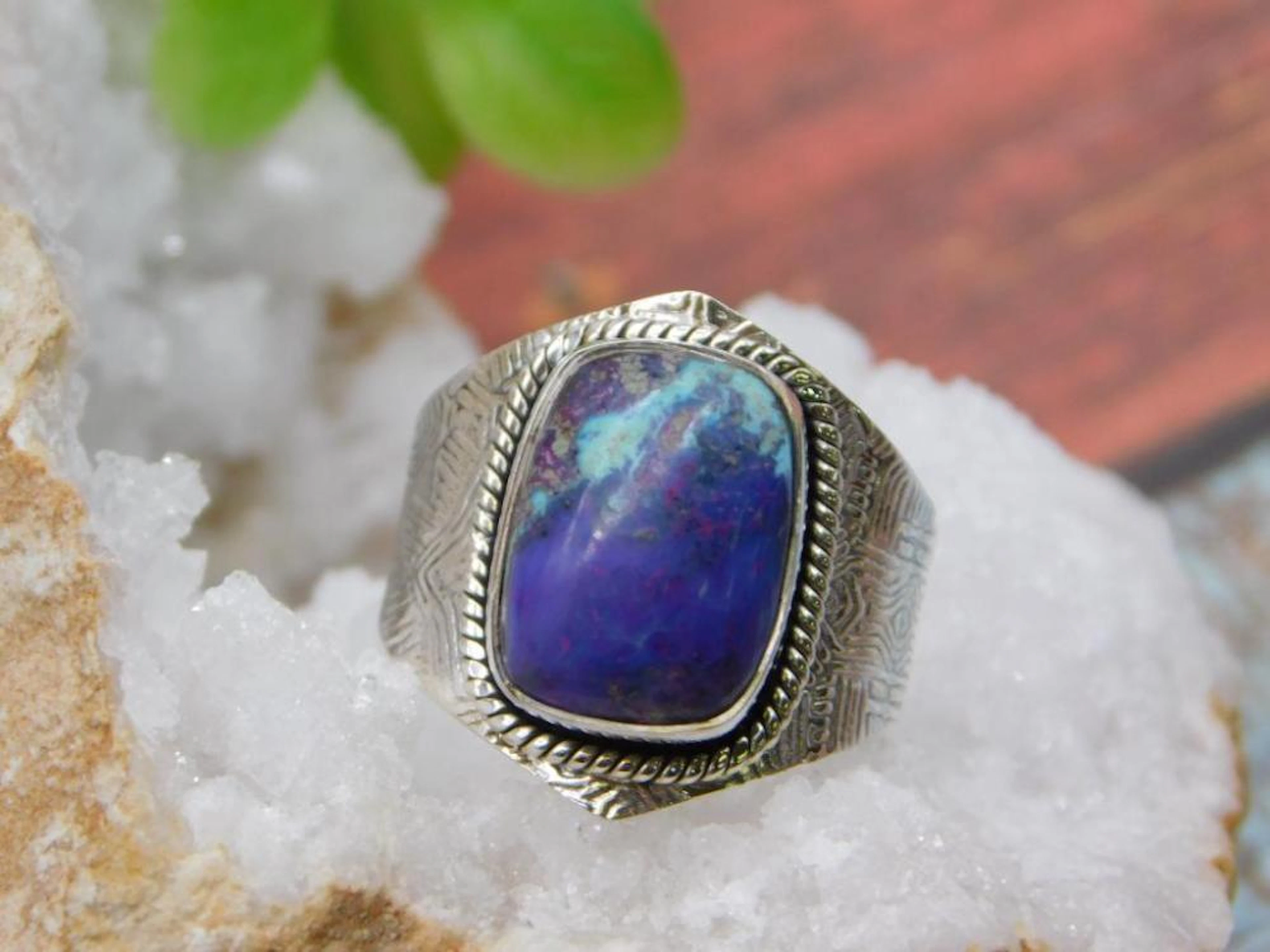 STERLING SILVER SHATTUCKITE RING SIZE 8 ROCK STONE LAPIDARY SPECIME