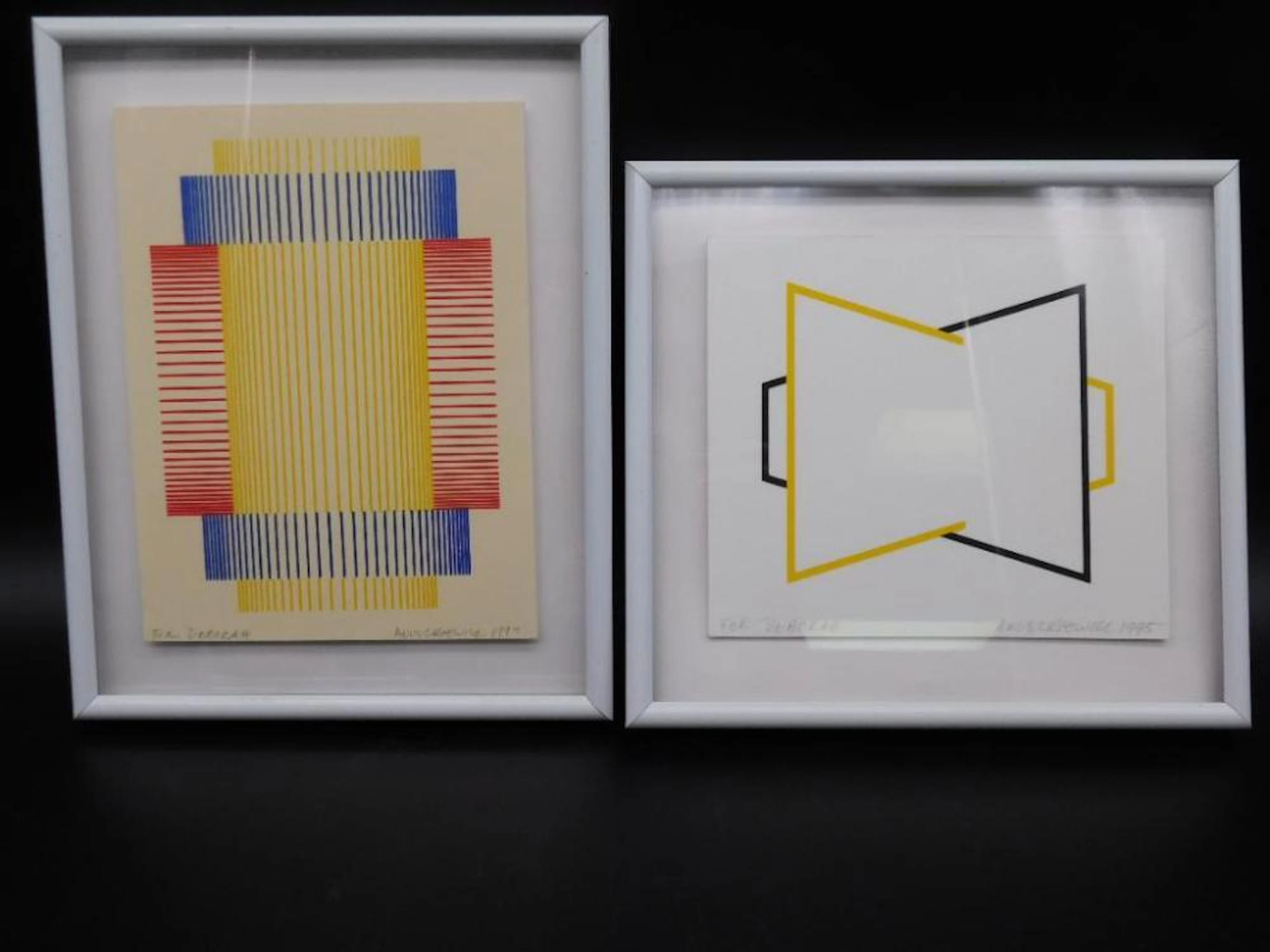 RICHARD ANUSZKIEWICZ OP ART FRAMED CARD VINTAGE ANTIQUE
