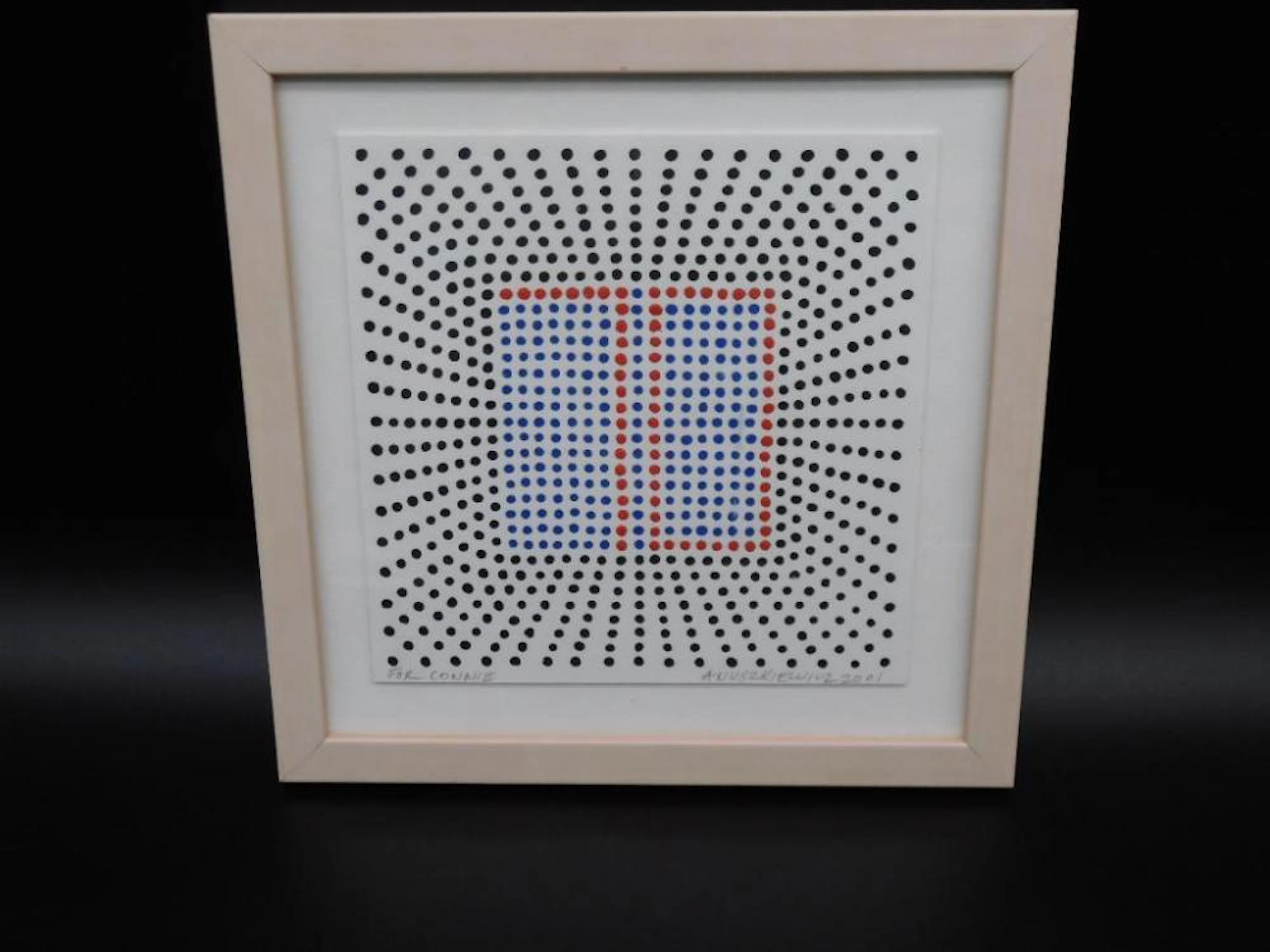 RICHARD ANUSZKIEWICZ OP ART 2001 FRAMED CARD VINTAGE ANTIQUE