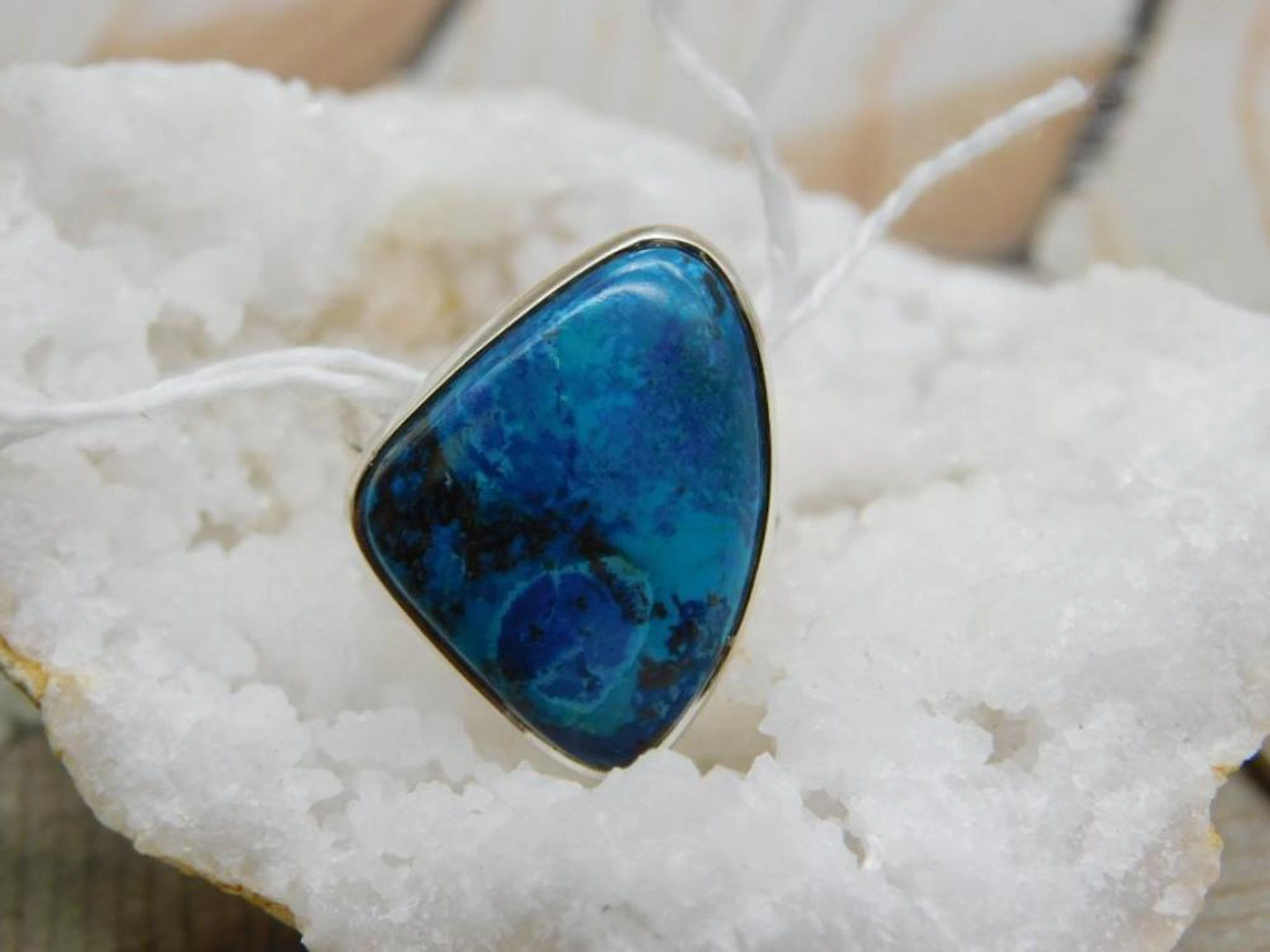 STERLING SILVER CHRYSOCOLLA RING SIZE 7 ROCK STONE LAPIDARY SPECIME