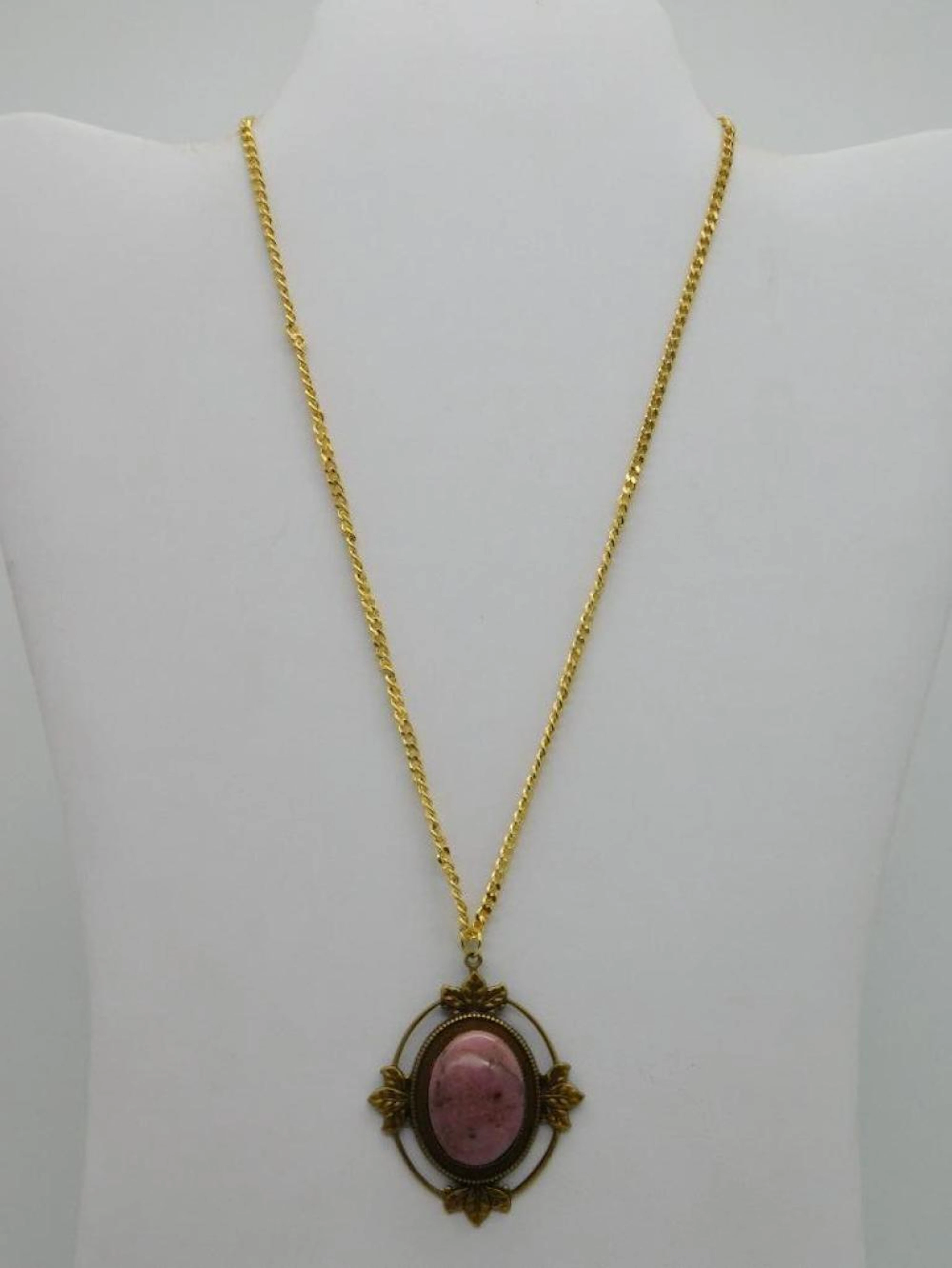 RHODONITE STONE PENDANT NECKLACE ROCK STONE LAPIDARY SPECIME