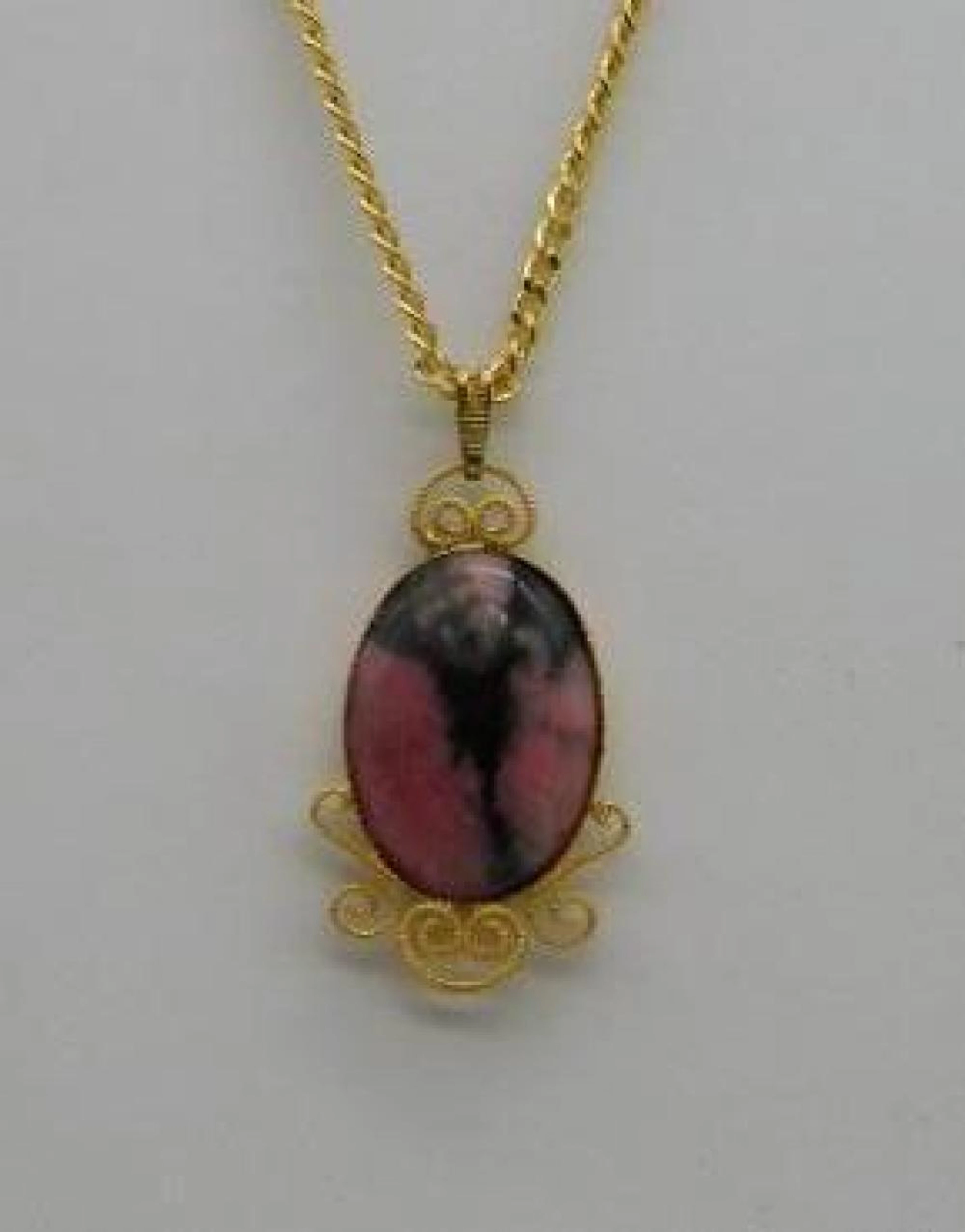 RHODONITE PENDANT NECKLACE ROCK STONE LAPIDARY SPECIME