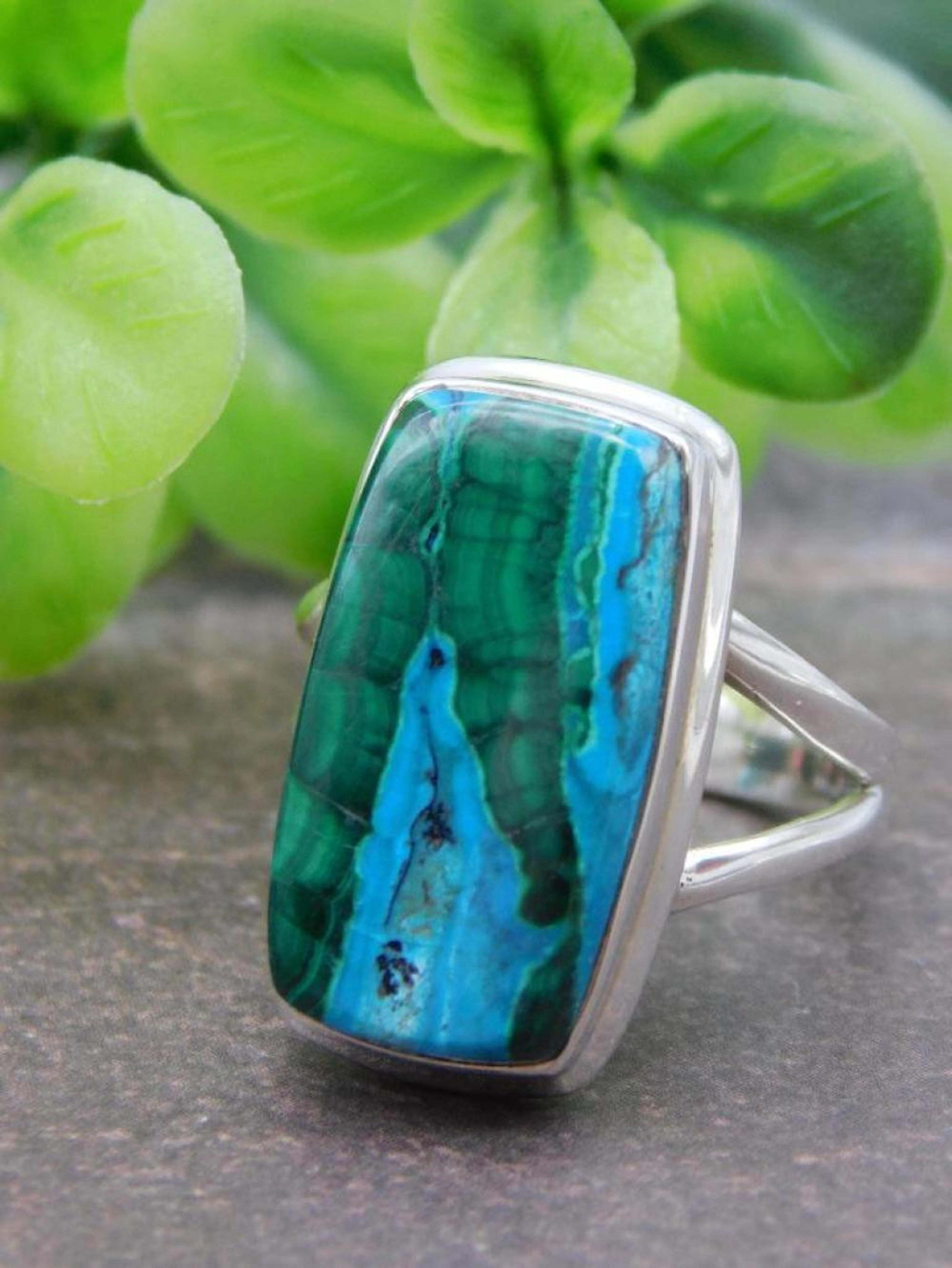 CHRYSOCOLLA MALACHITE RING SIZE 8 ROCK STONE LAPIDARY SPECIME