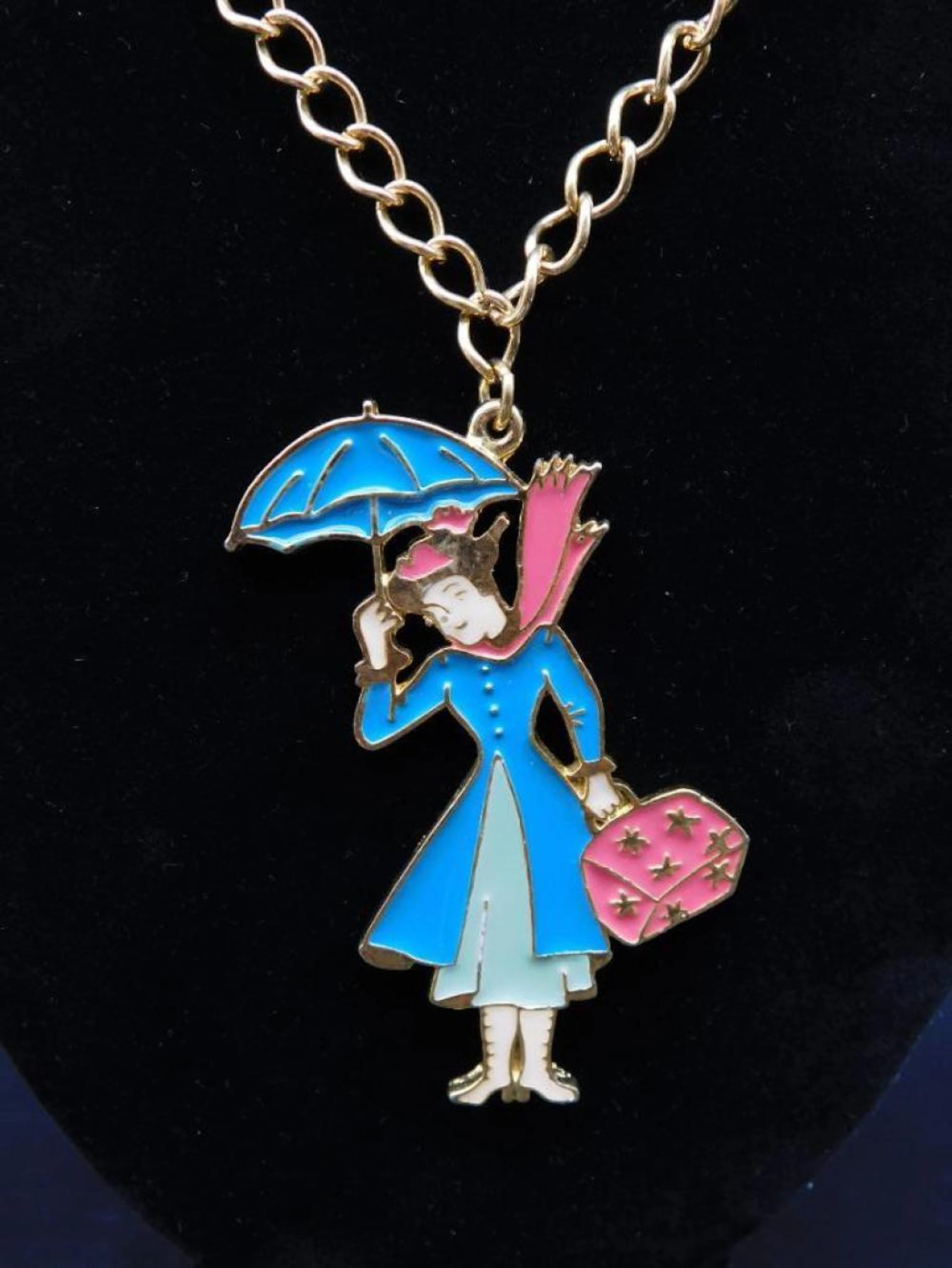 ENAMEL MARY POPPINS DISNEY NECKLACE VINTAGE ANTIQUE
