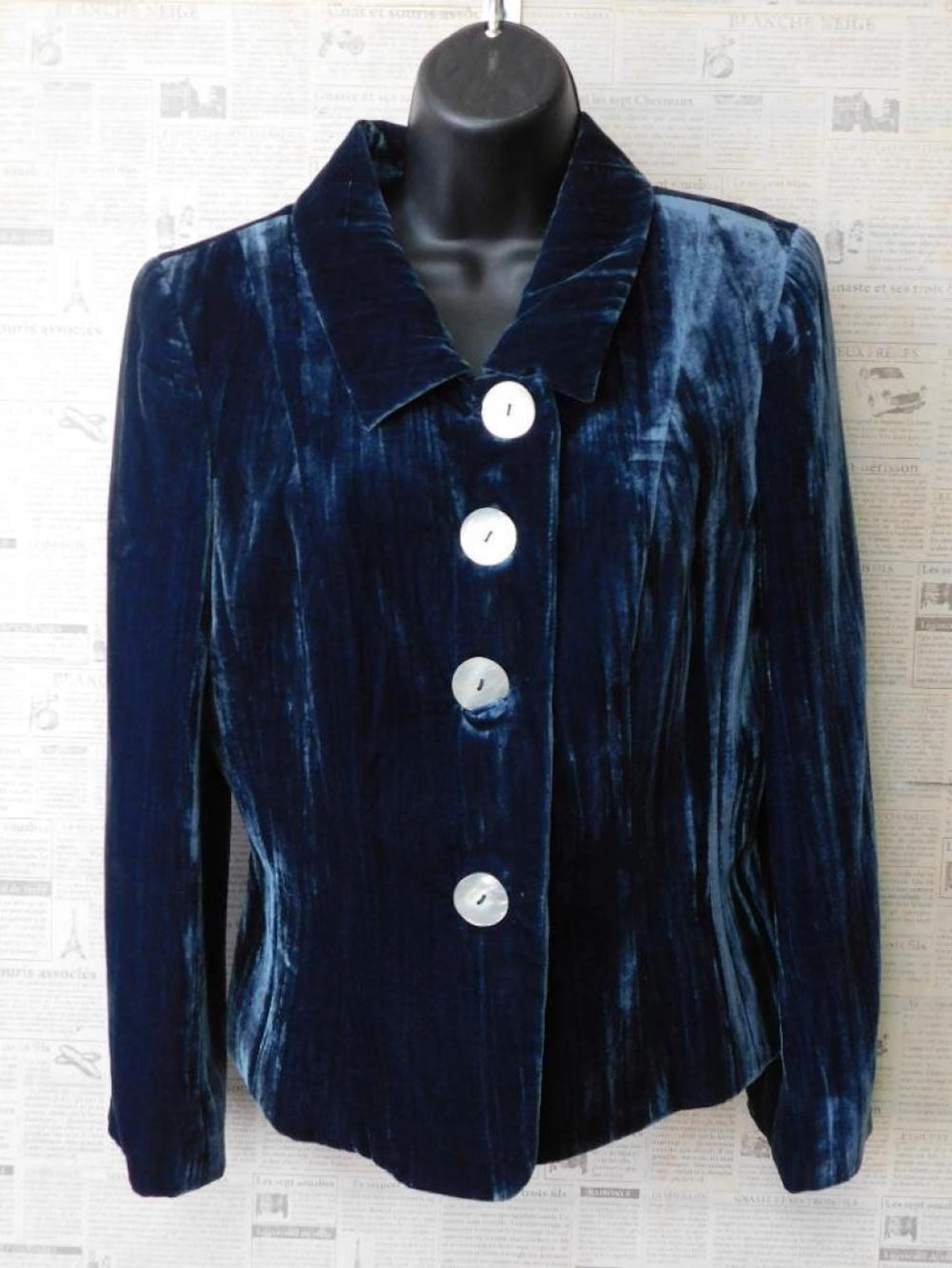 ESTATE DANA BUCHMAN BELBET MIDNIGHT BLUE DRESS JACKET SIZE 6 VINTAGE CLOTHING