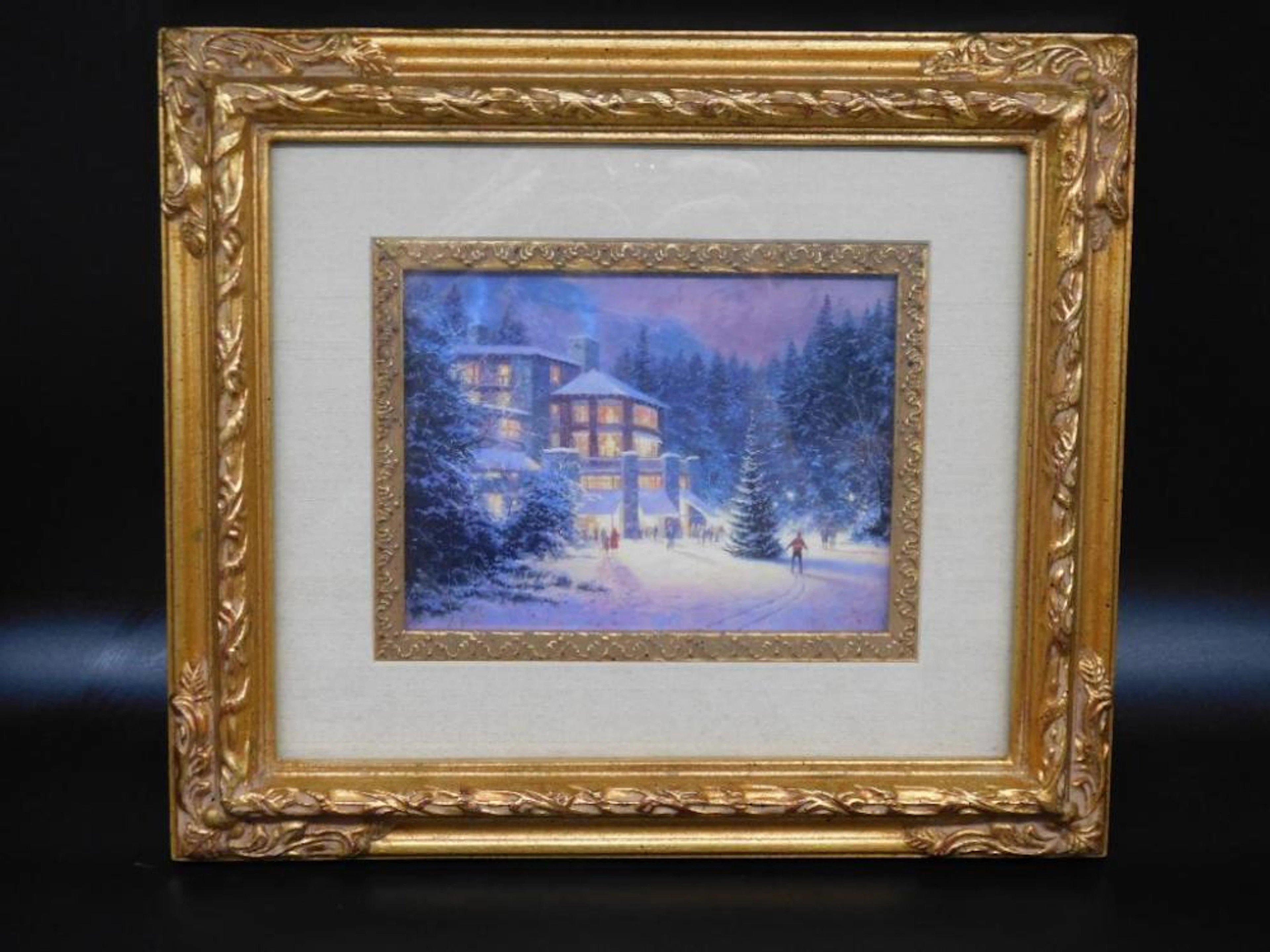 CHRISTMAS AT THE AHWAHNEE BY THOMAS KINKADE FRAMED PRINT VINTAGE ANTIQUE