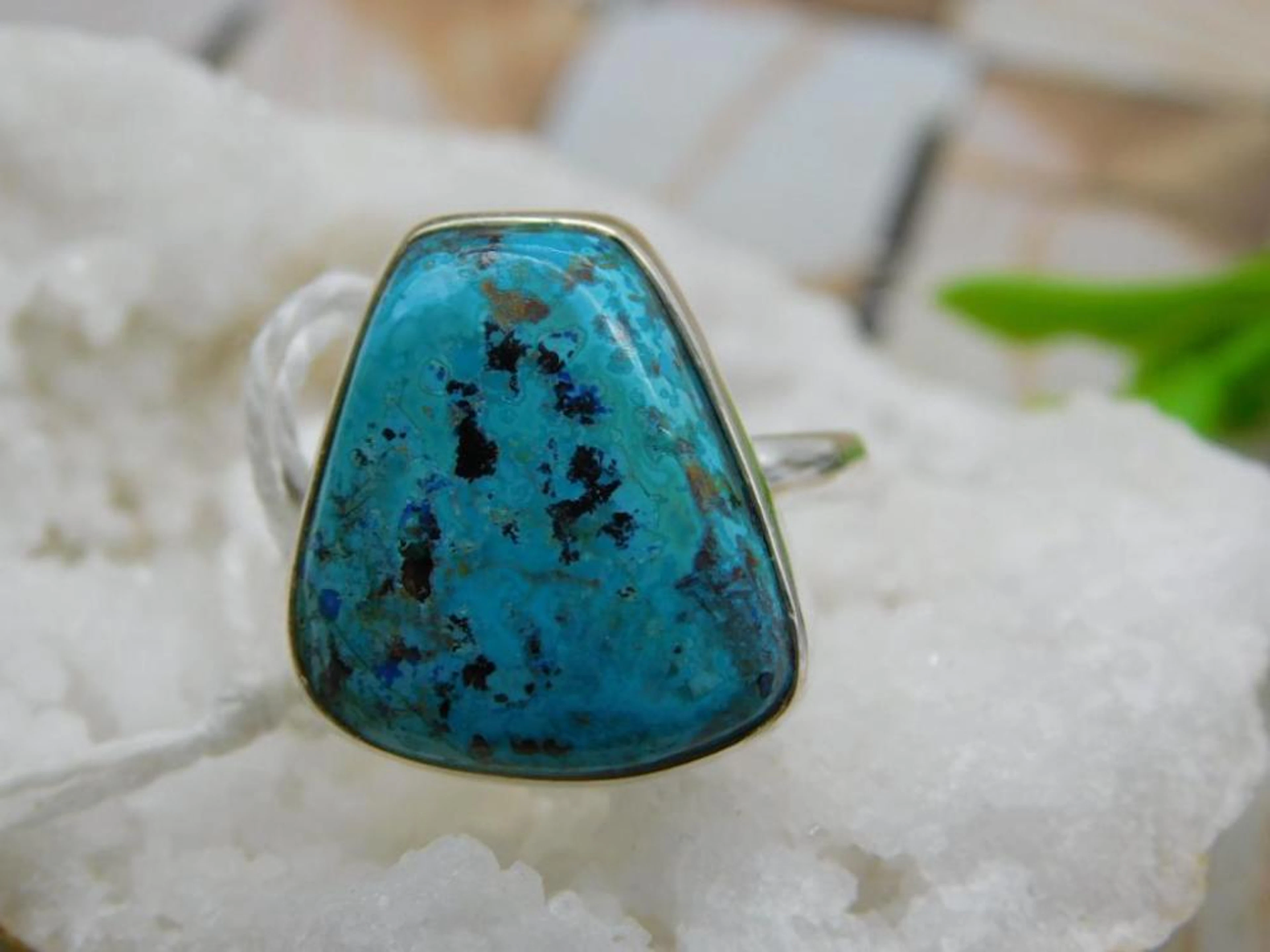 STERLING SILVER SHATTUCKITE RING SIZE 8 ROCK STONE LAPIDARY SPECIME