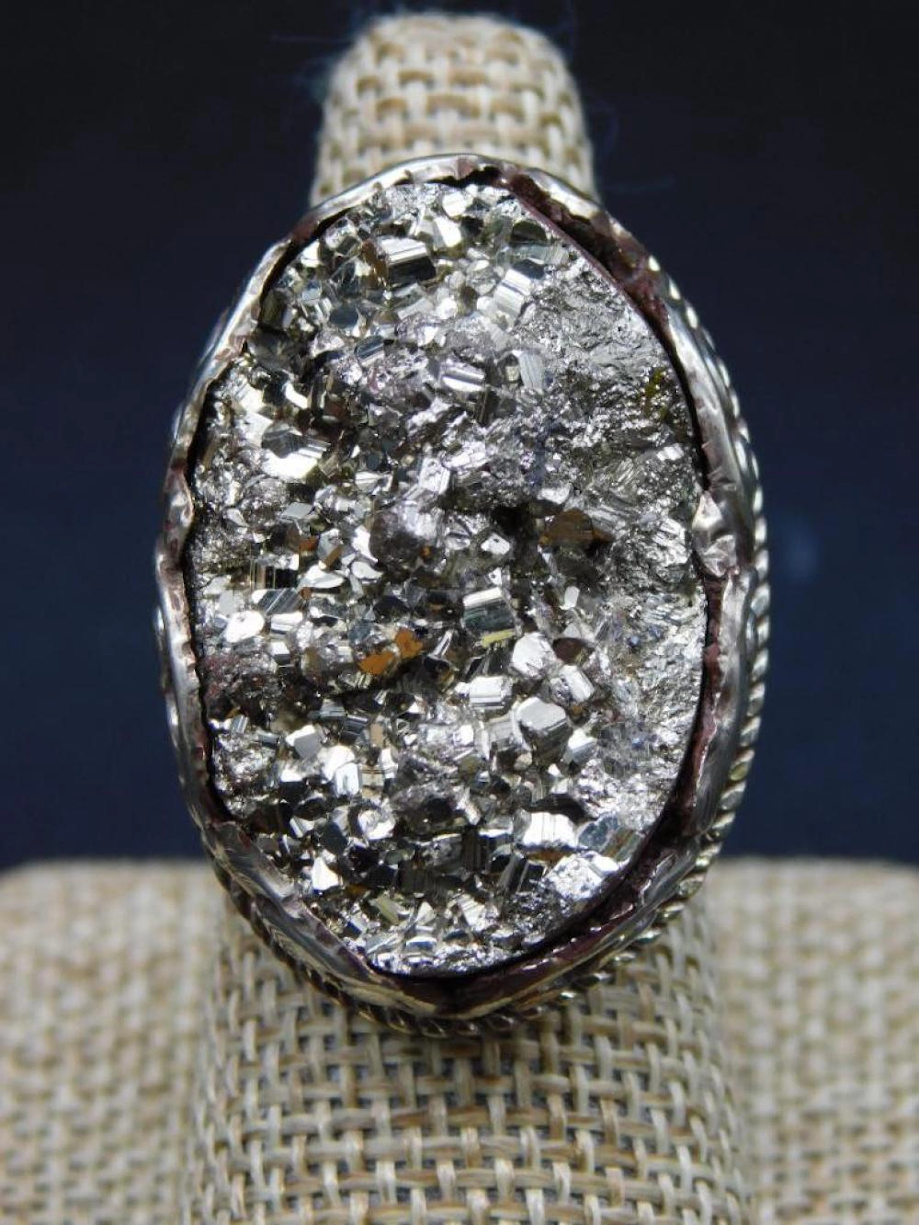 PYRITE ADJUSTABLE RING VINTAGE ANTIQUE