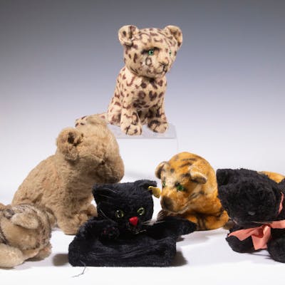 VINTAGE STUFFED CAT TOY COLLECTION, INCL STEIFF