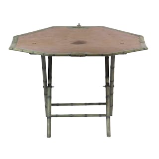 FOLDING GREEN PAINTED WOOD CARD TABLE