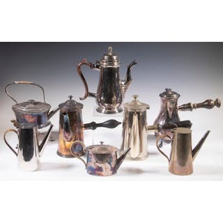ENGLISH & FRENCH SILVER-PLATE BEVERAGE POTS