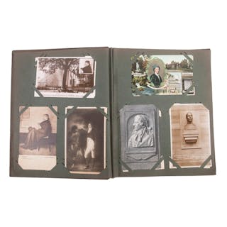 POSTCARD ALBUM CONTAINING (165) CARDS OF AUTHORS, POETS & PAINTERS