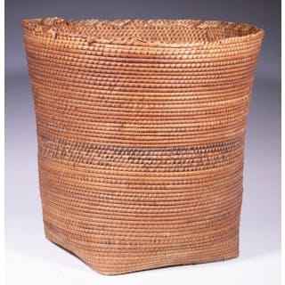 COIL WOVEN CYLINDRICAL AFRICAN BASKET